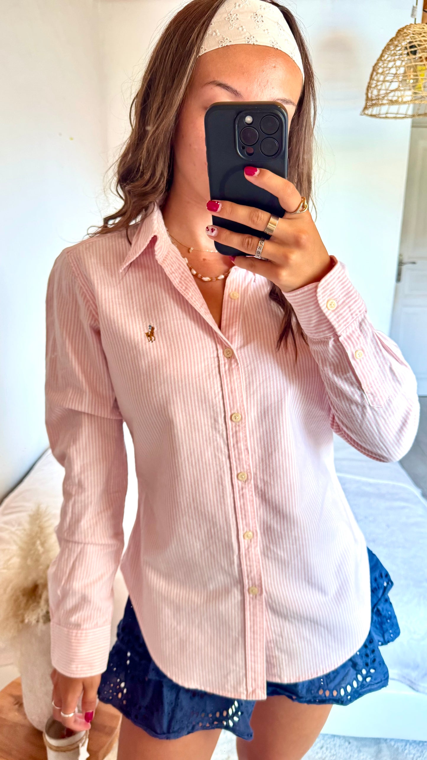Chemise rayée rose Ralph Lauren - S