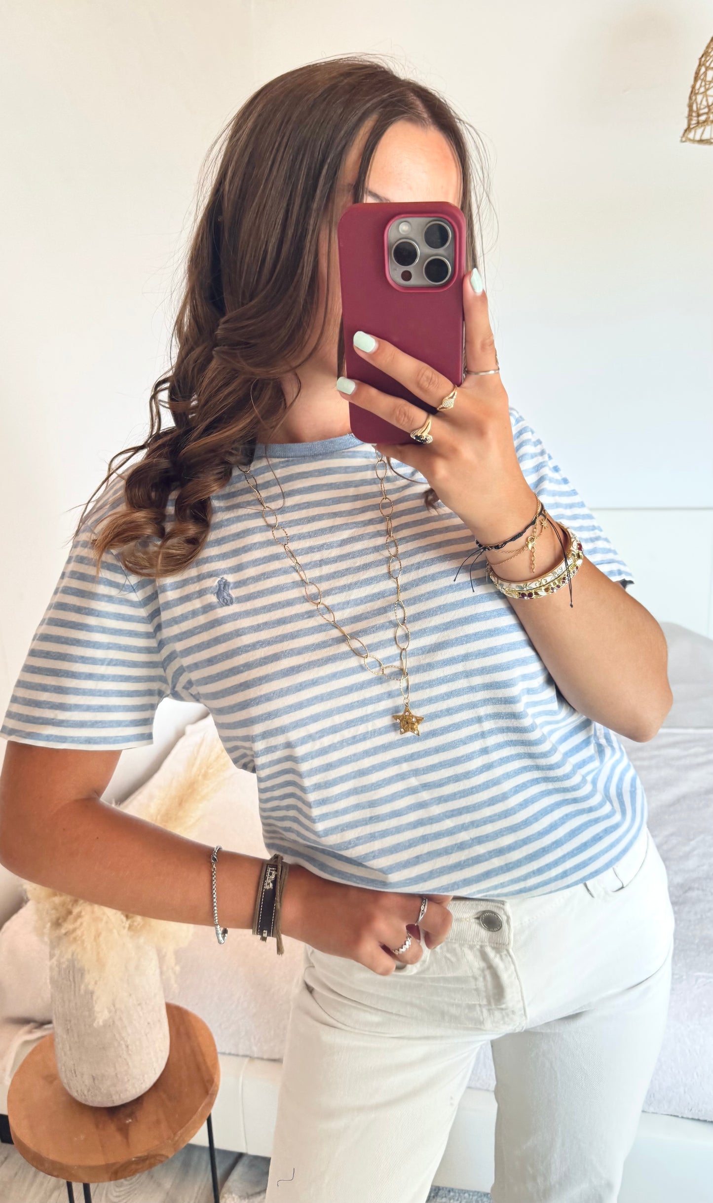 T-shirt marinière bleu pastel Ralph Lauren - S homme / M femme