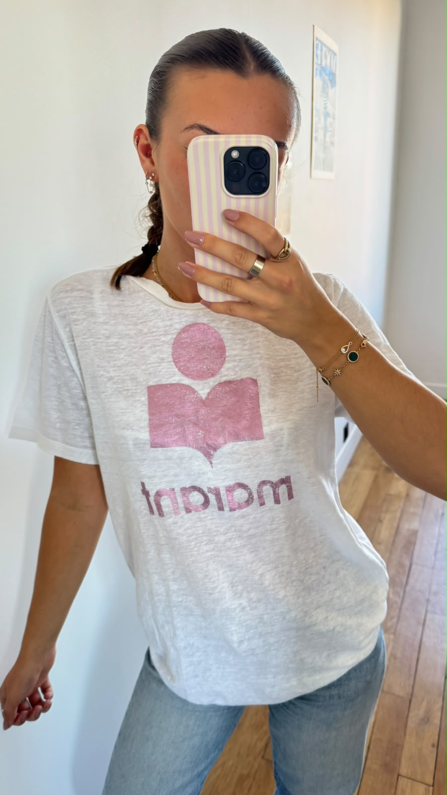 T-shirt en lin rose cuivré Isabel Marant - XS