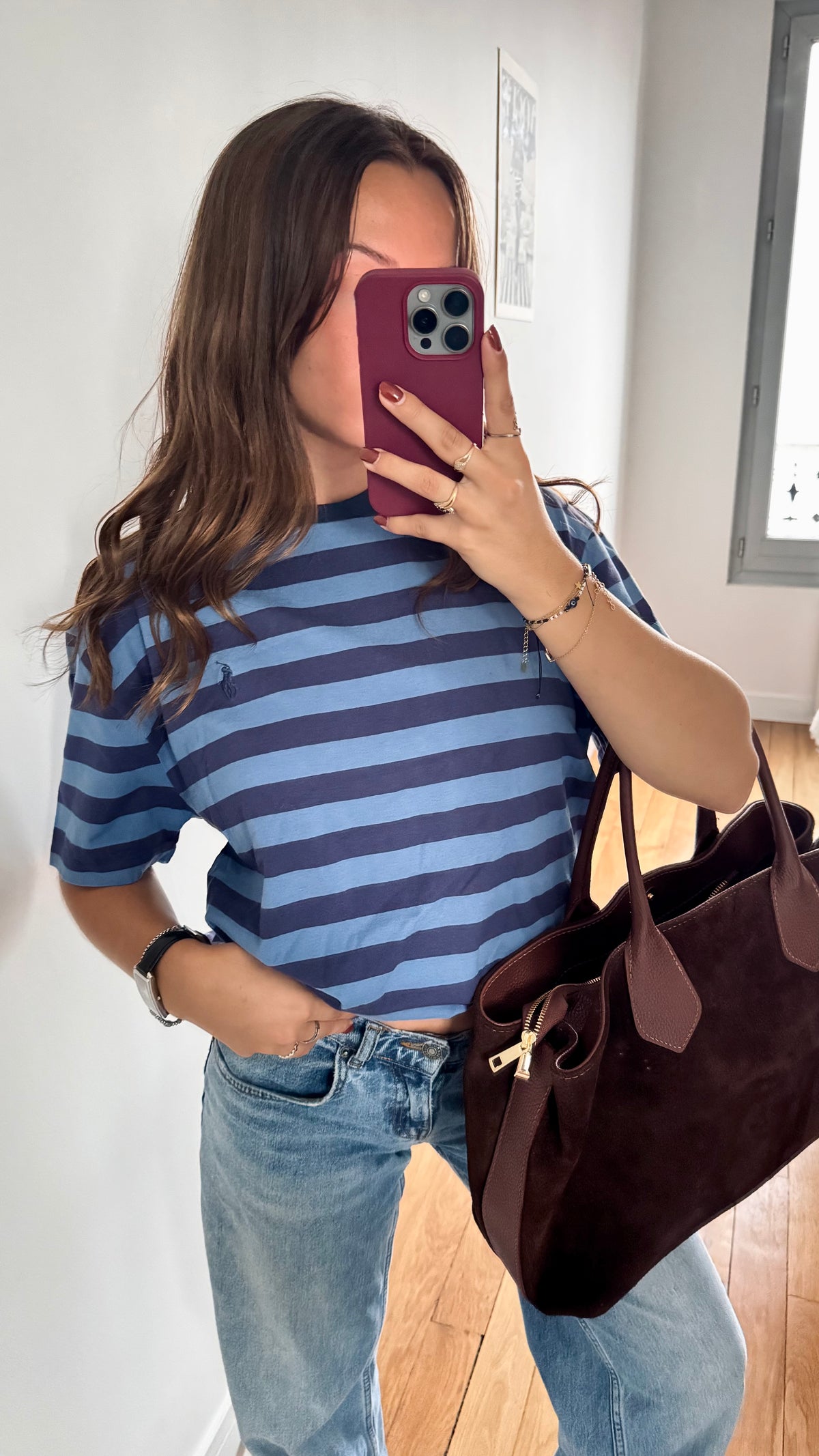 T-shirt bleu à rayures Ralph Lauren - M homme / L femme