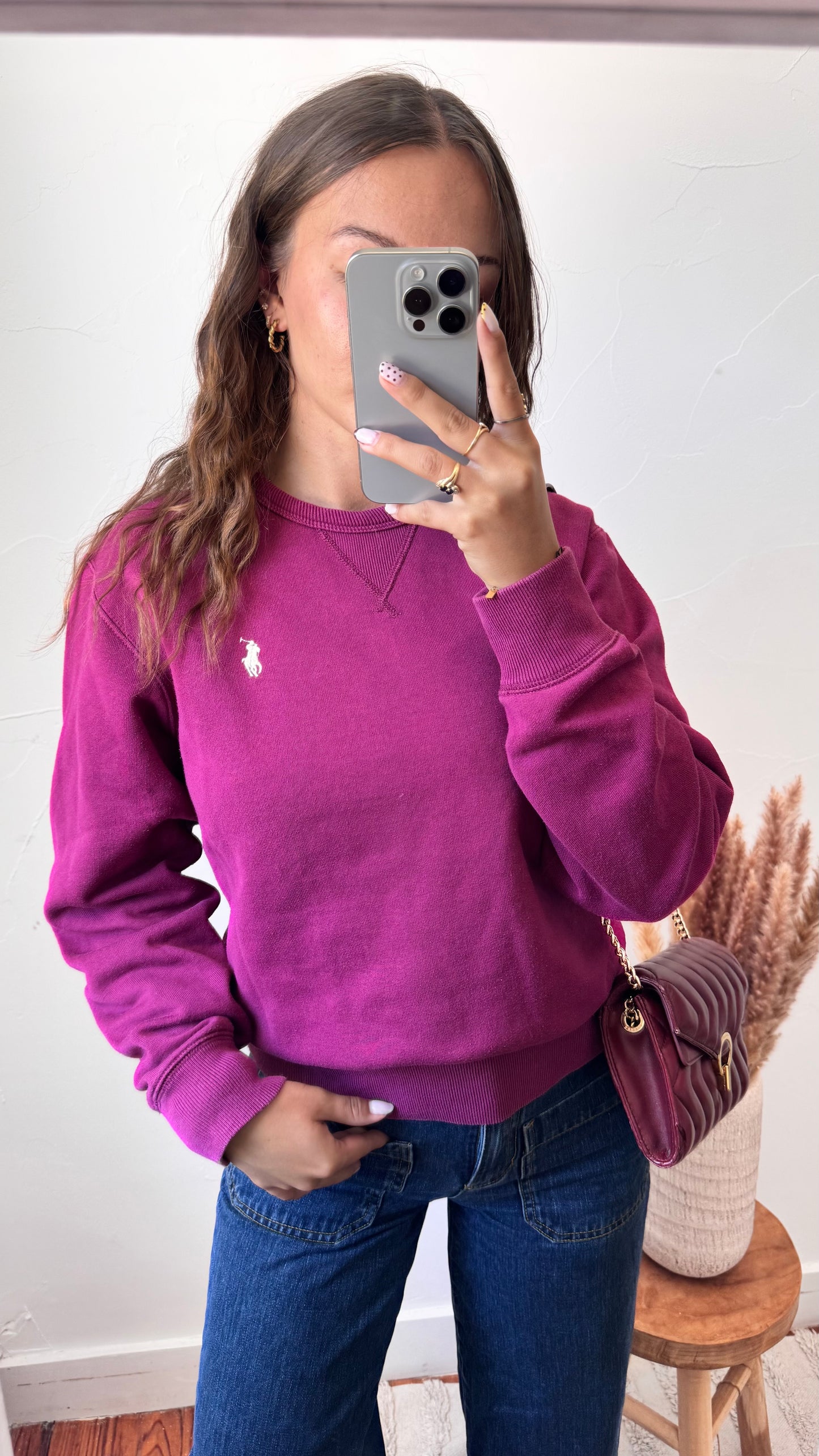 Sweat col rond prune Ralph Lauren - M