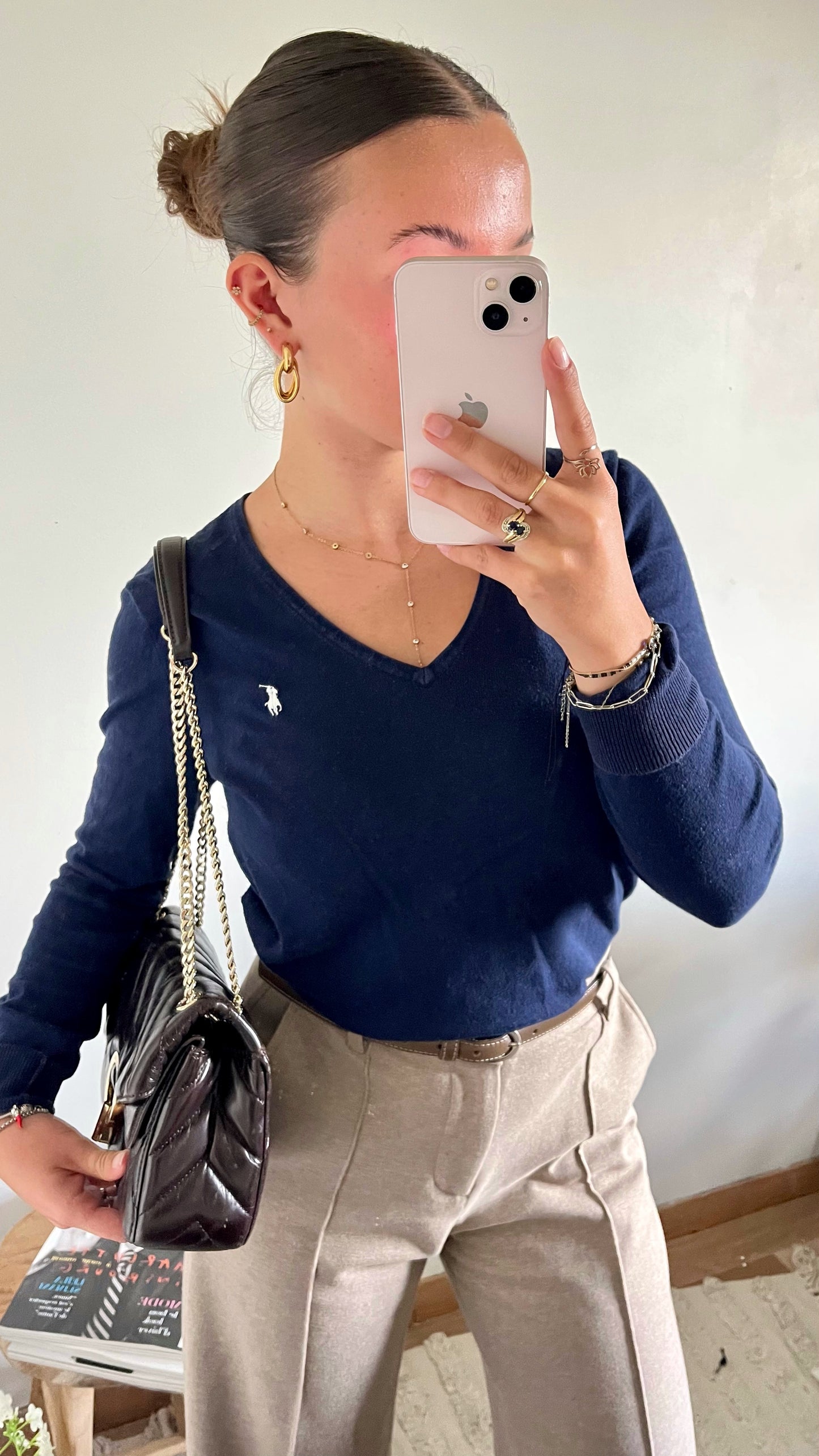 Pull col V bleu marine Ralph Lauren - M