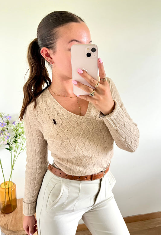 Pull torsadé beige Ralph Lauren - S