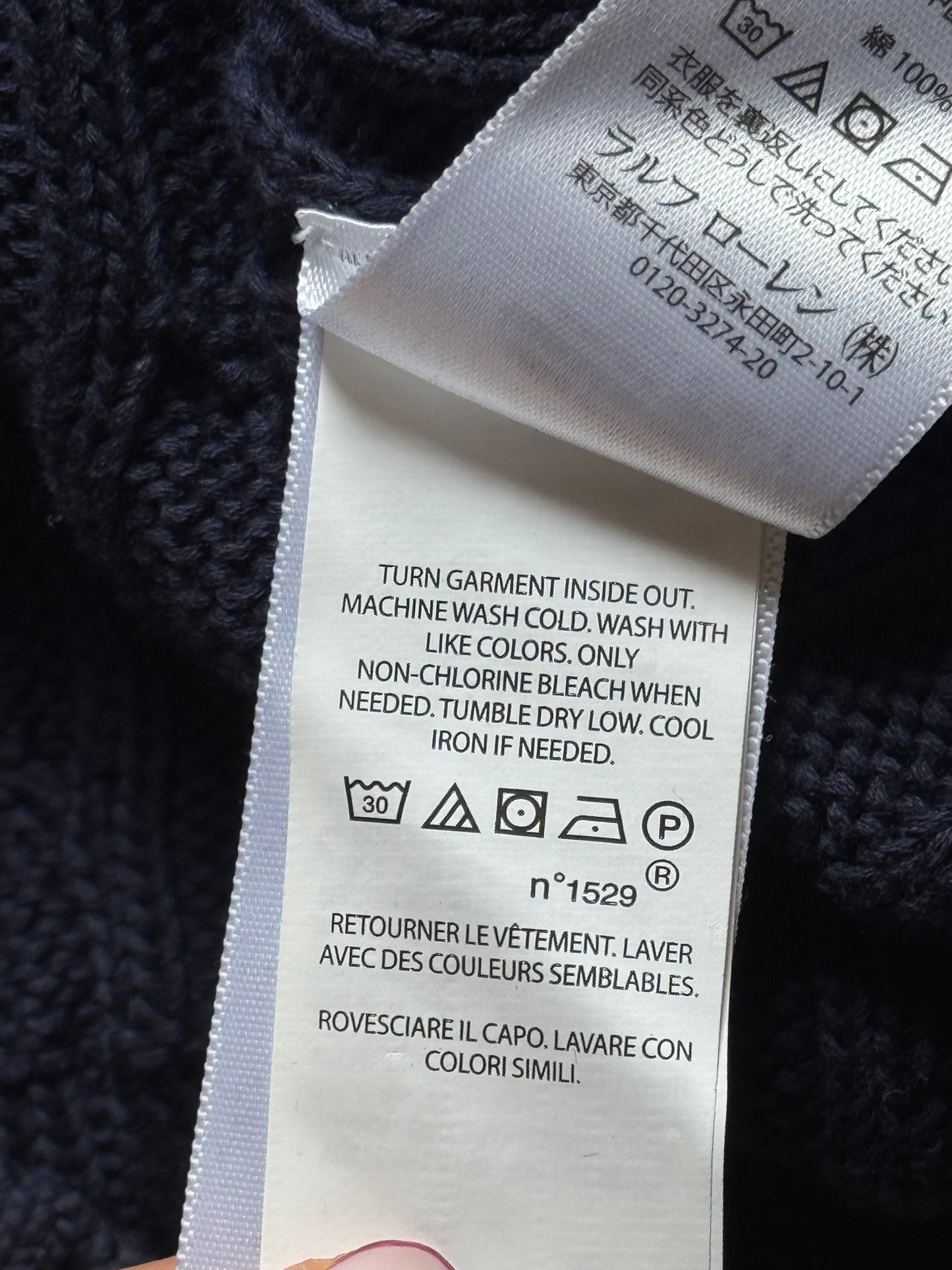 Pull torsadé bleu marine Ralph Lauren - M