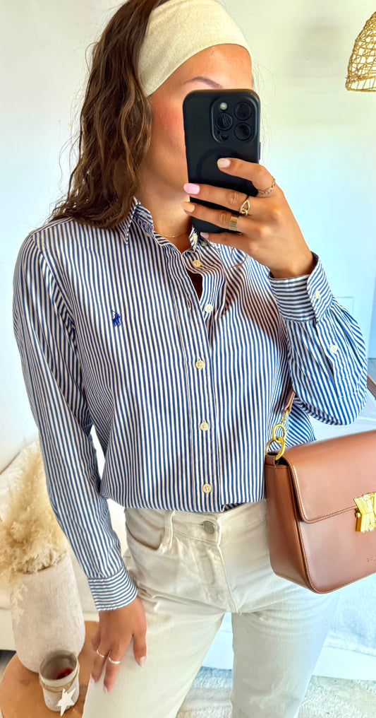 Chemise rayée bleue Ralph Lauren - XS
