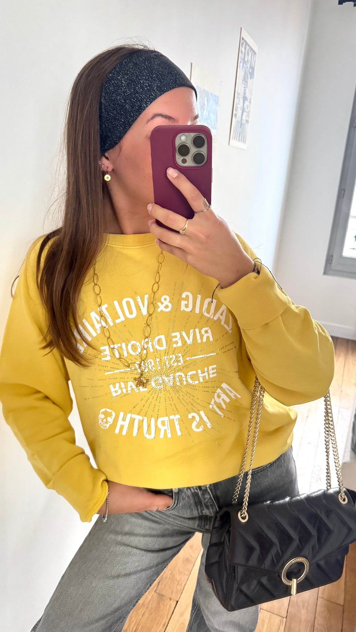 Sweat jaune pailletés Zadig & Voltaire - S oversized