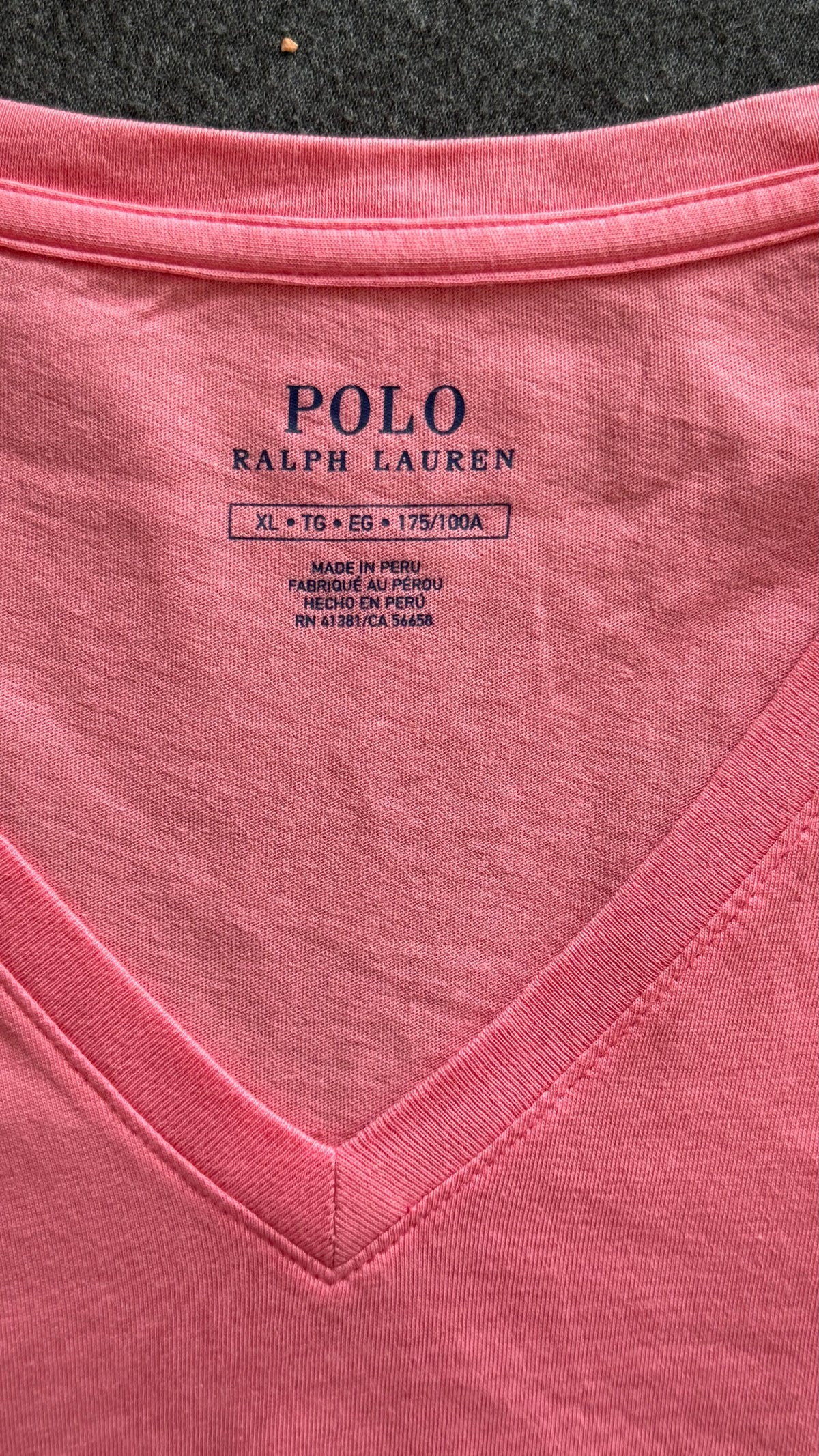 T-shirt col V corail Ralph Lauren - XL