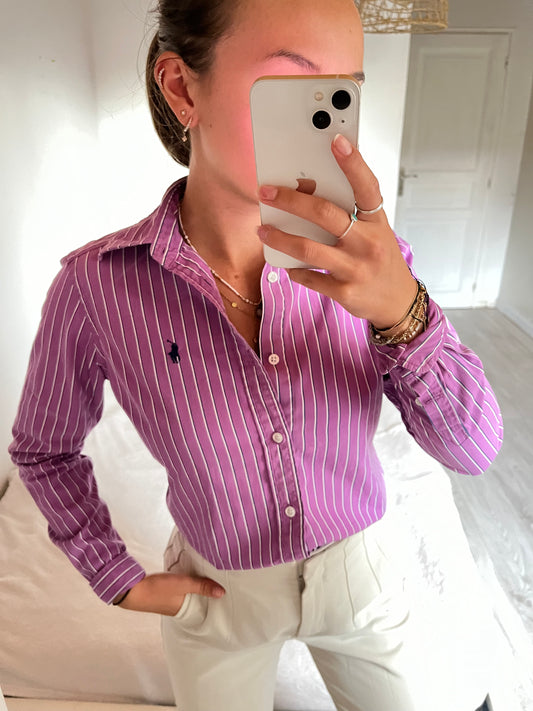 Chemise rayée violette Ralph Lauren - XS