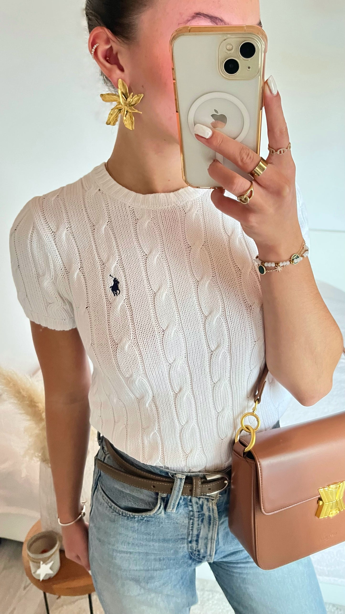 T-shirt torsadé blanc Ralph Lauren - XS/S