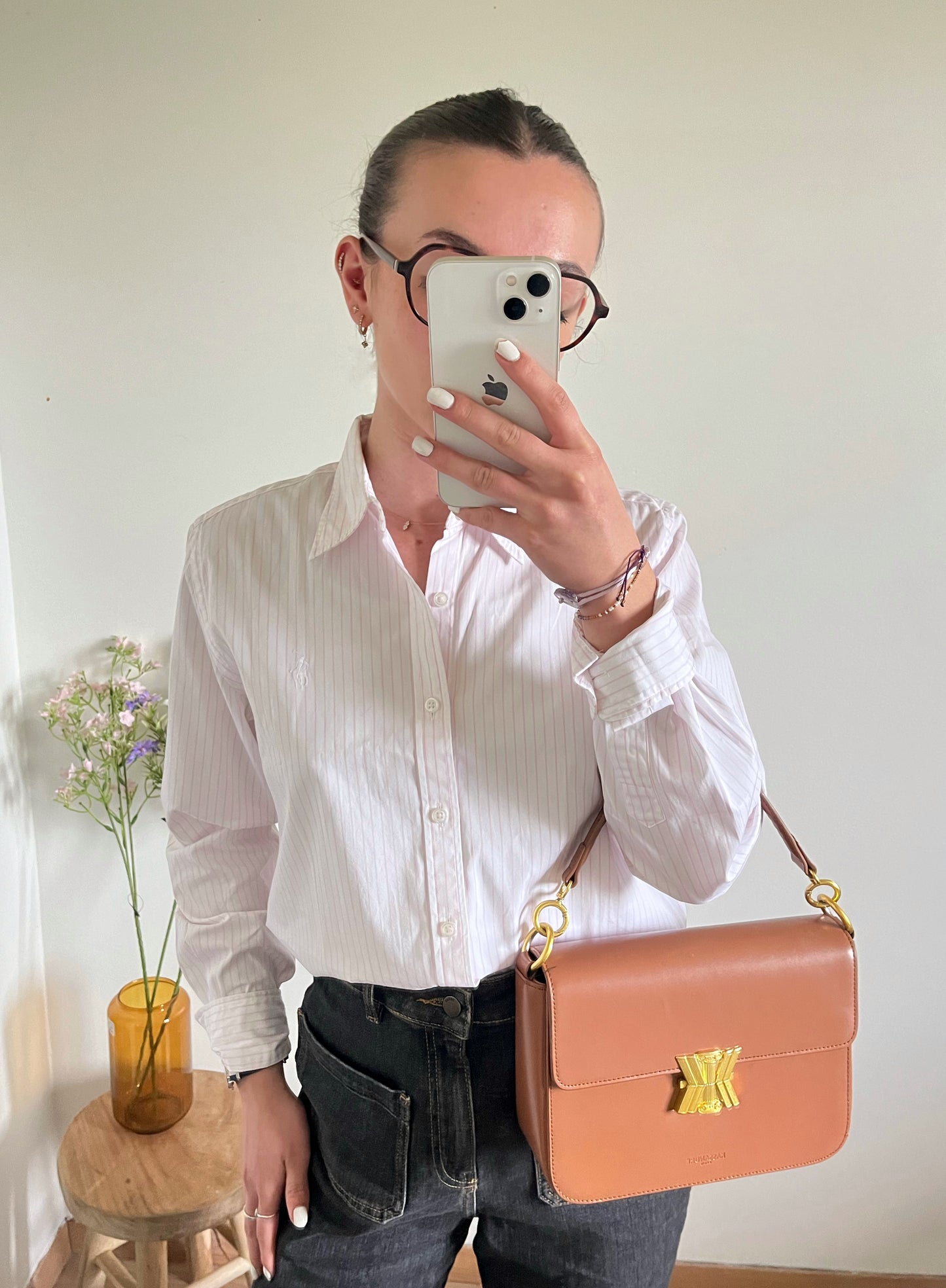 Chemise rayée rose pastel Ralph Lauren - S