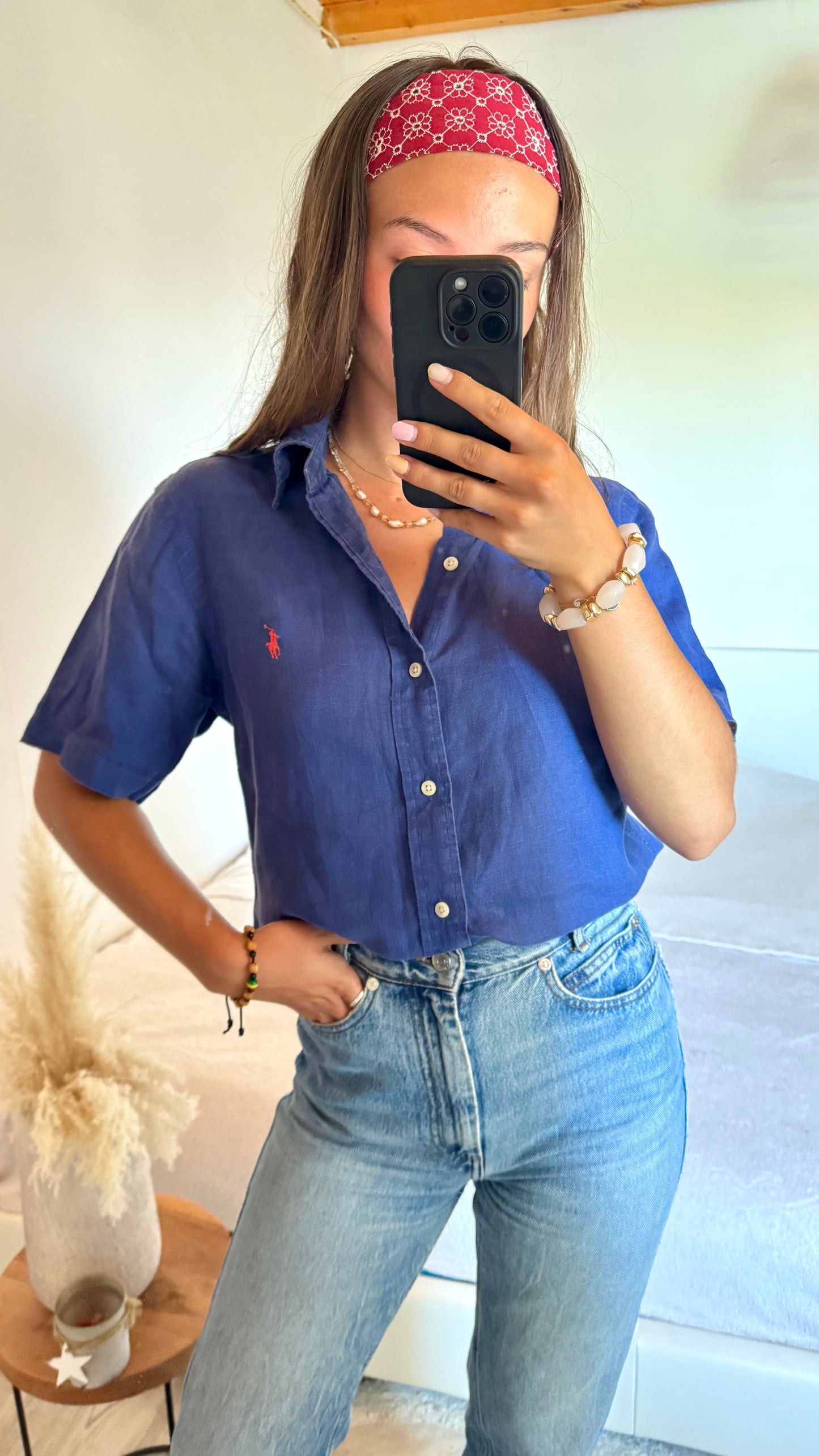 Chemise en lin marine Ralph Lauren - S homme / M-L femme