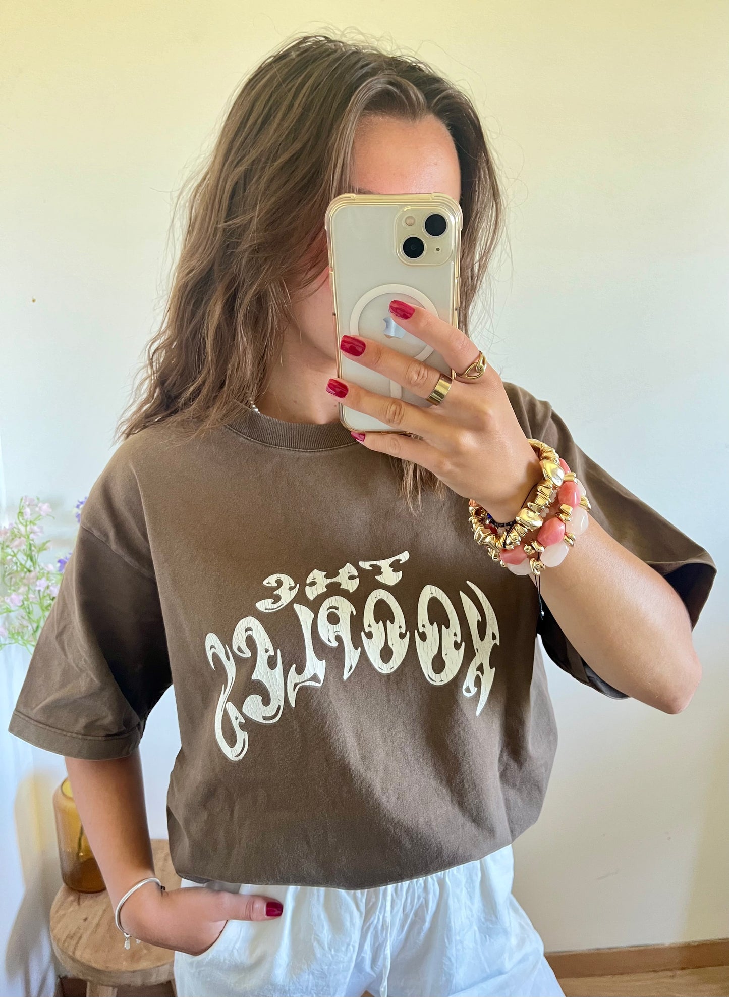 T-shirt marron kaki The Kooples - L homme / XL femme
