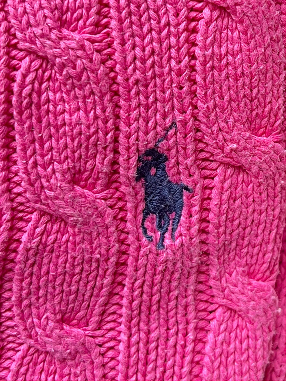 Pull torsadé col V rose Ralph Lauren - M