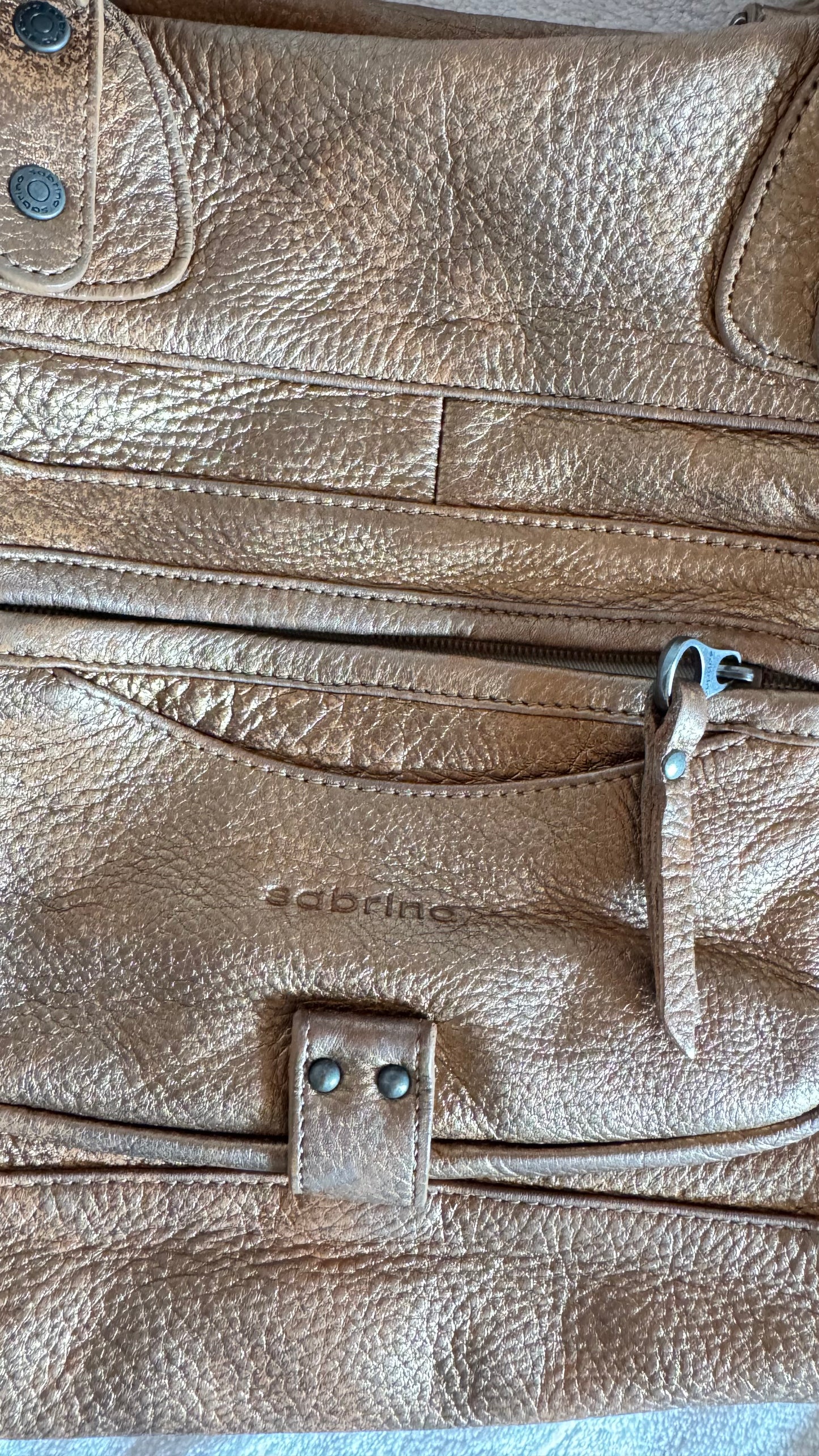 Sac doré en cuir de vachette Sabrina