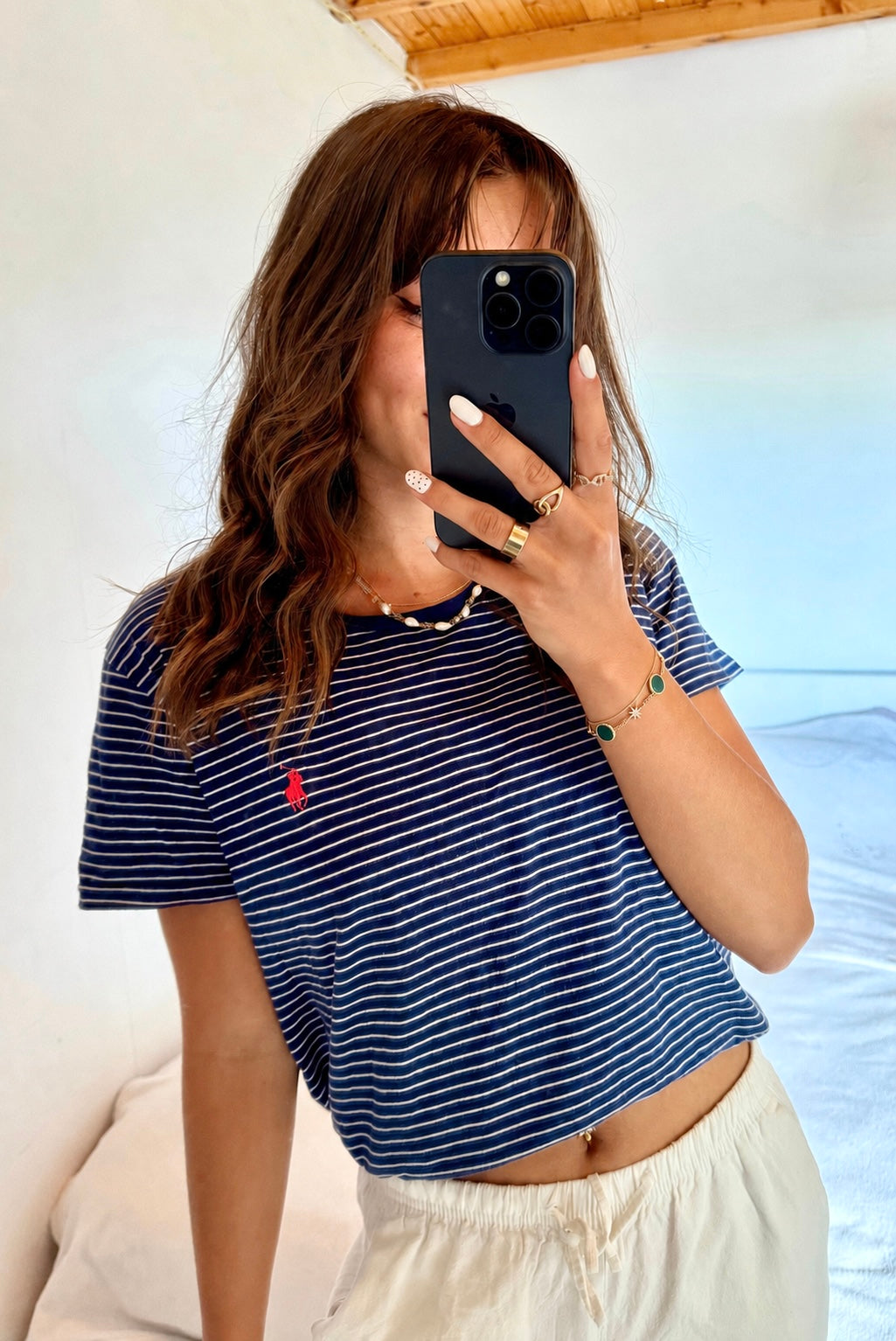 T-shirt marine à rayures Ralph Lauren - S