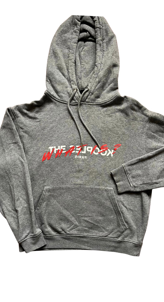 Sweat à capuche gris « What is? » - M