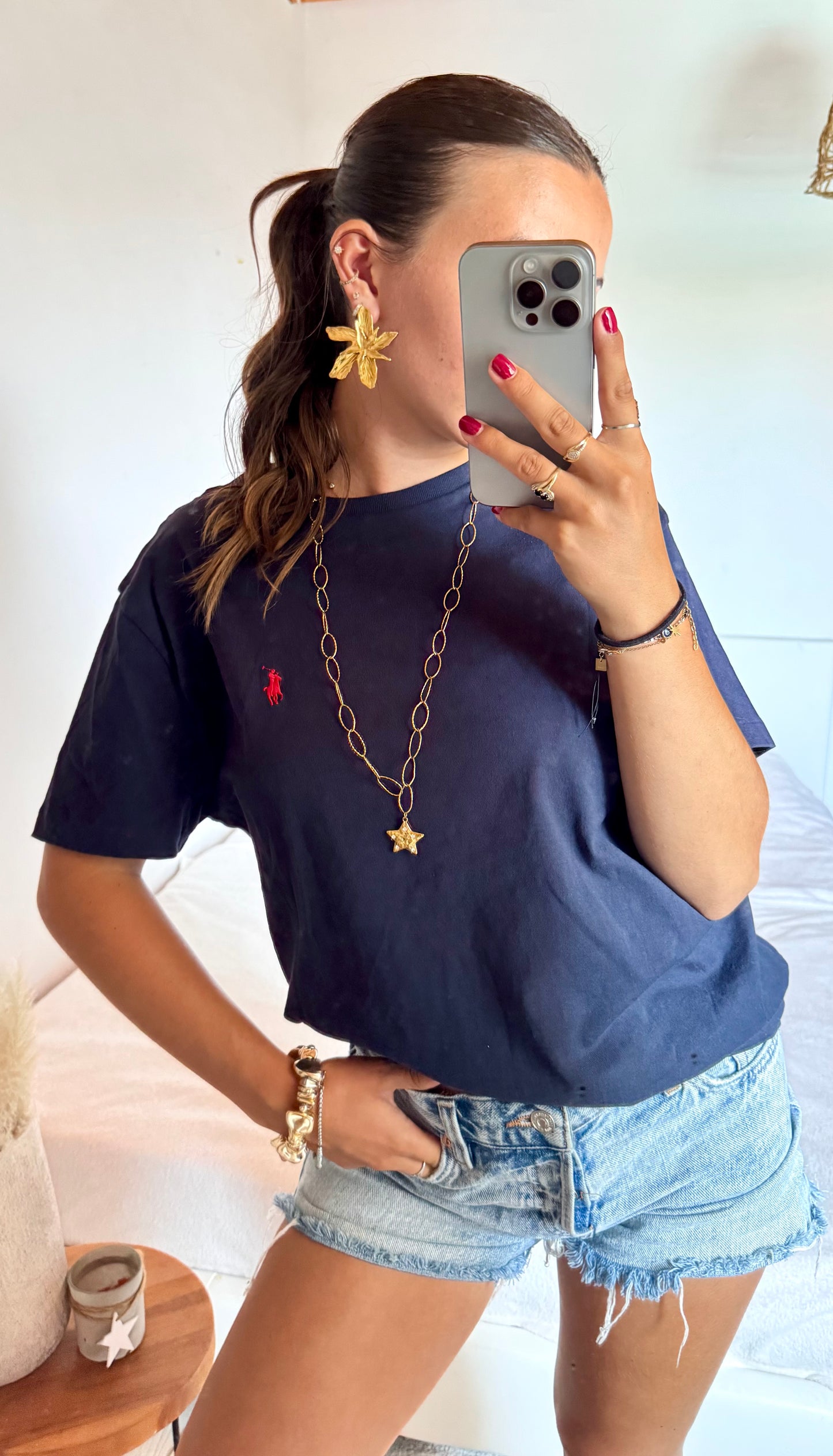 T-shirt col rond marine Ralph Lauren - L mixte
