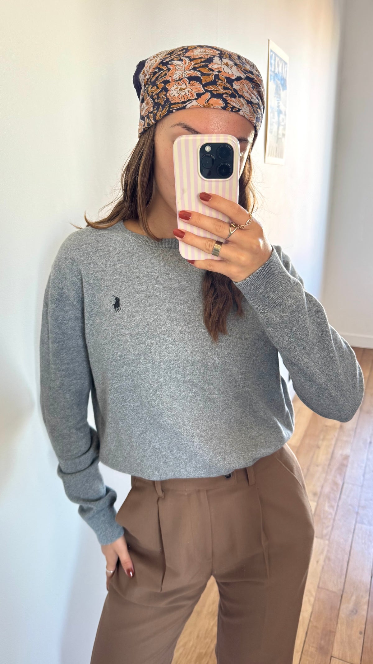 Pull col rond gris Ralph Lauren - XS homme / S femme