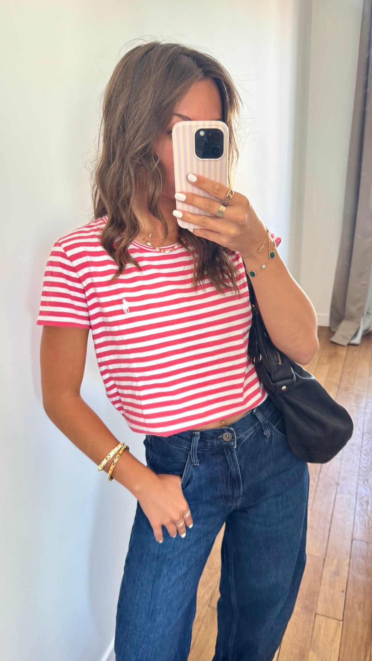 T-shirt à rayures framboise Ralph Lauren - M