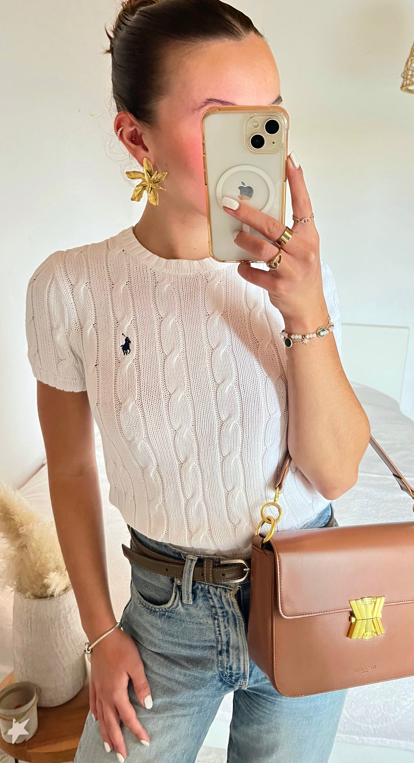 T-shirt torsadé blanc Ralph Lauren - XS/S