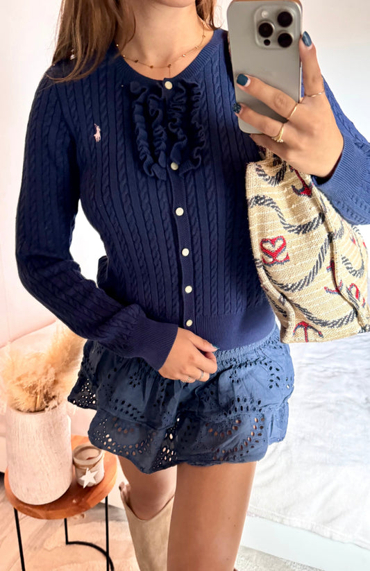 Gilet torsadé bleu marine Ralph Lauren - XS
