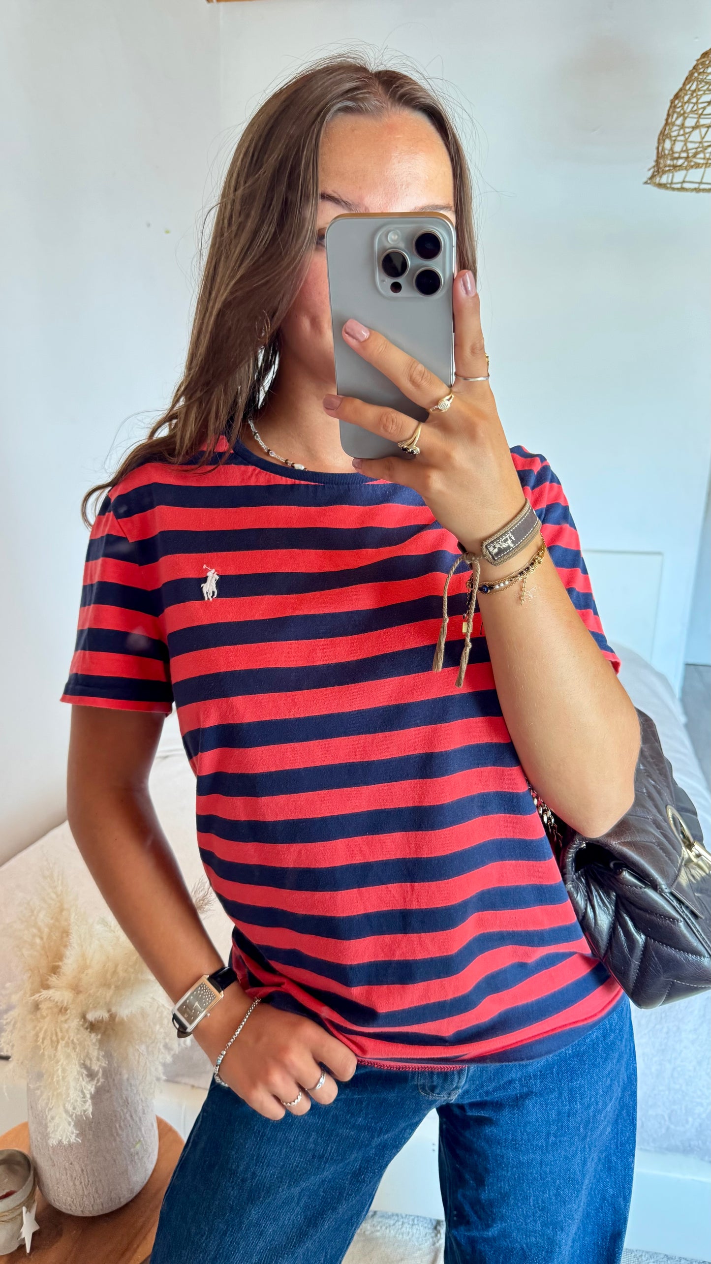 T-shirt à rayures rouge Ralph Lauren - M