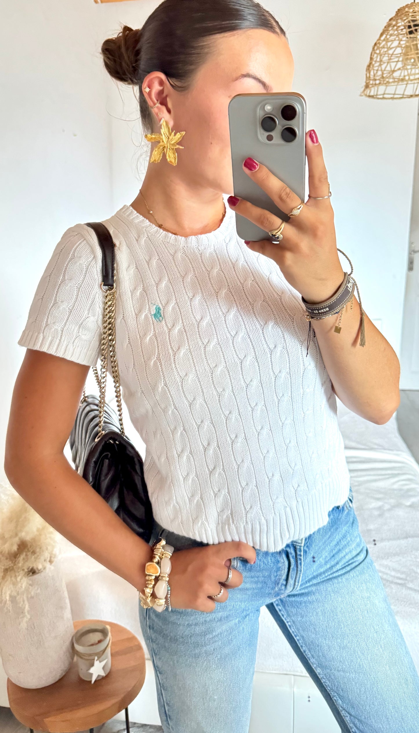 T-shirt torsadé blanc Ralph Lauren - M