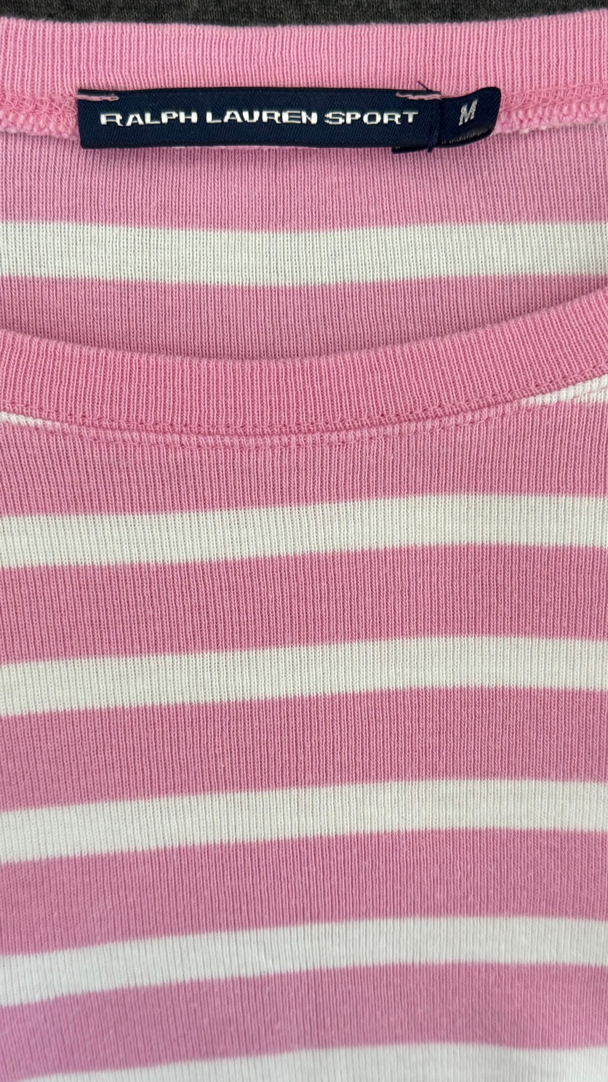 Pull col rond rayé rose Ralph Lauren - M
