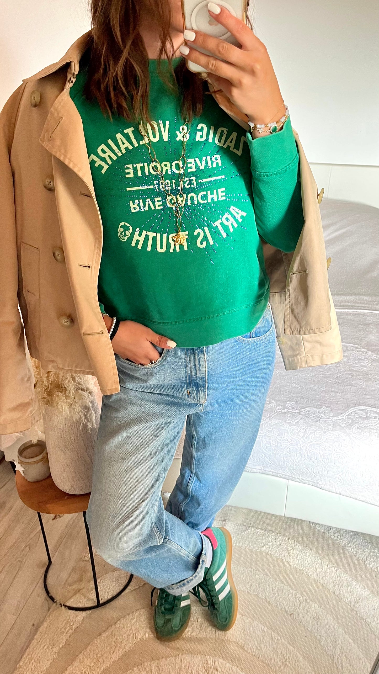 Sweat col rond vert Zadig & Voltaire - XS
