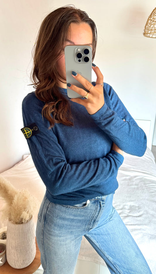 Pull col rond bleu Stone Island - S