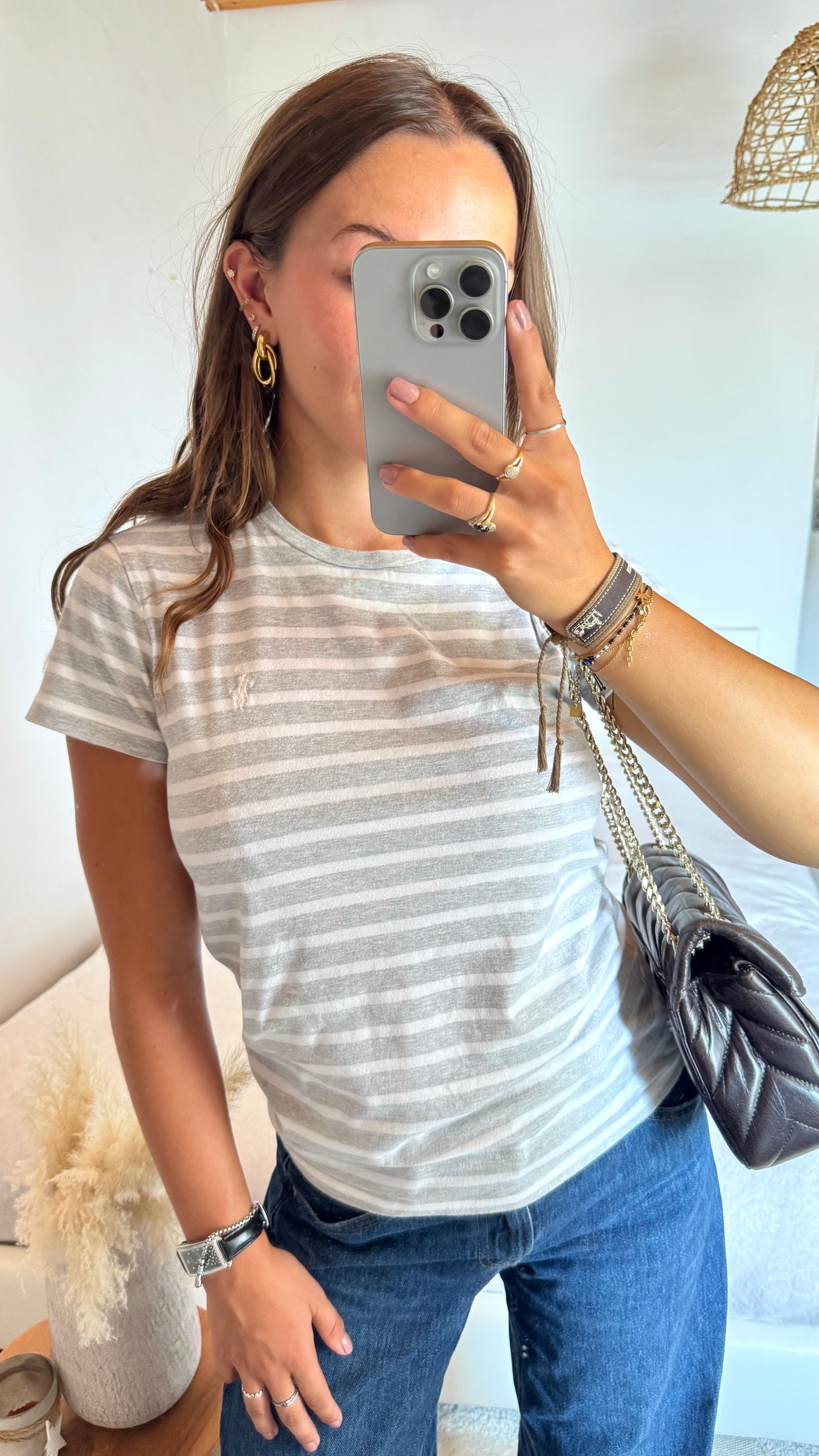 T-shirt marinière gris Ralph Lauren - XS