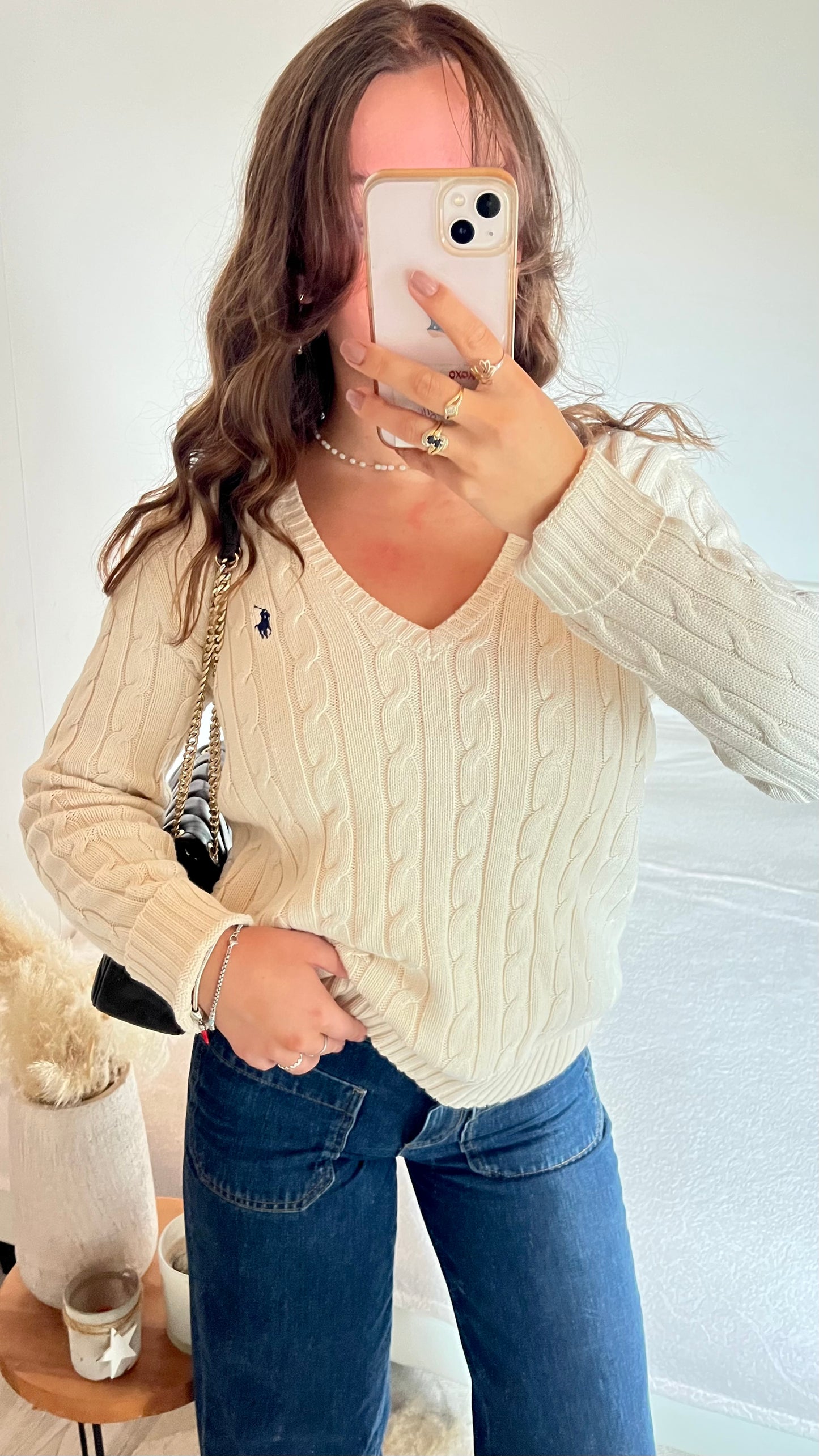 Pull torsadé crème Ralph Lauren - M