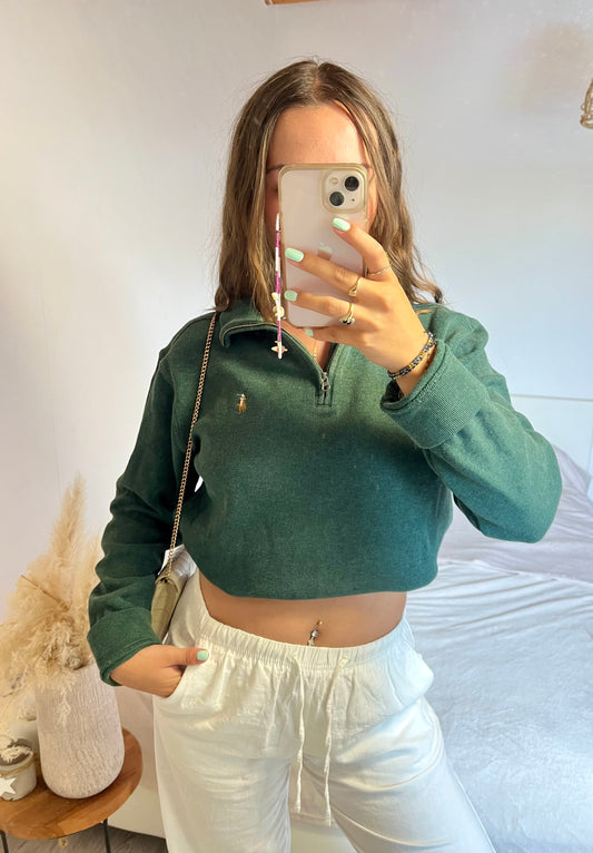 Pull demi-zip vert Ralph Lauren - M