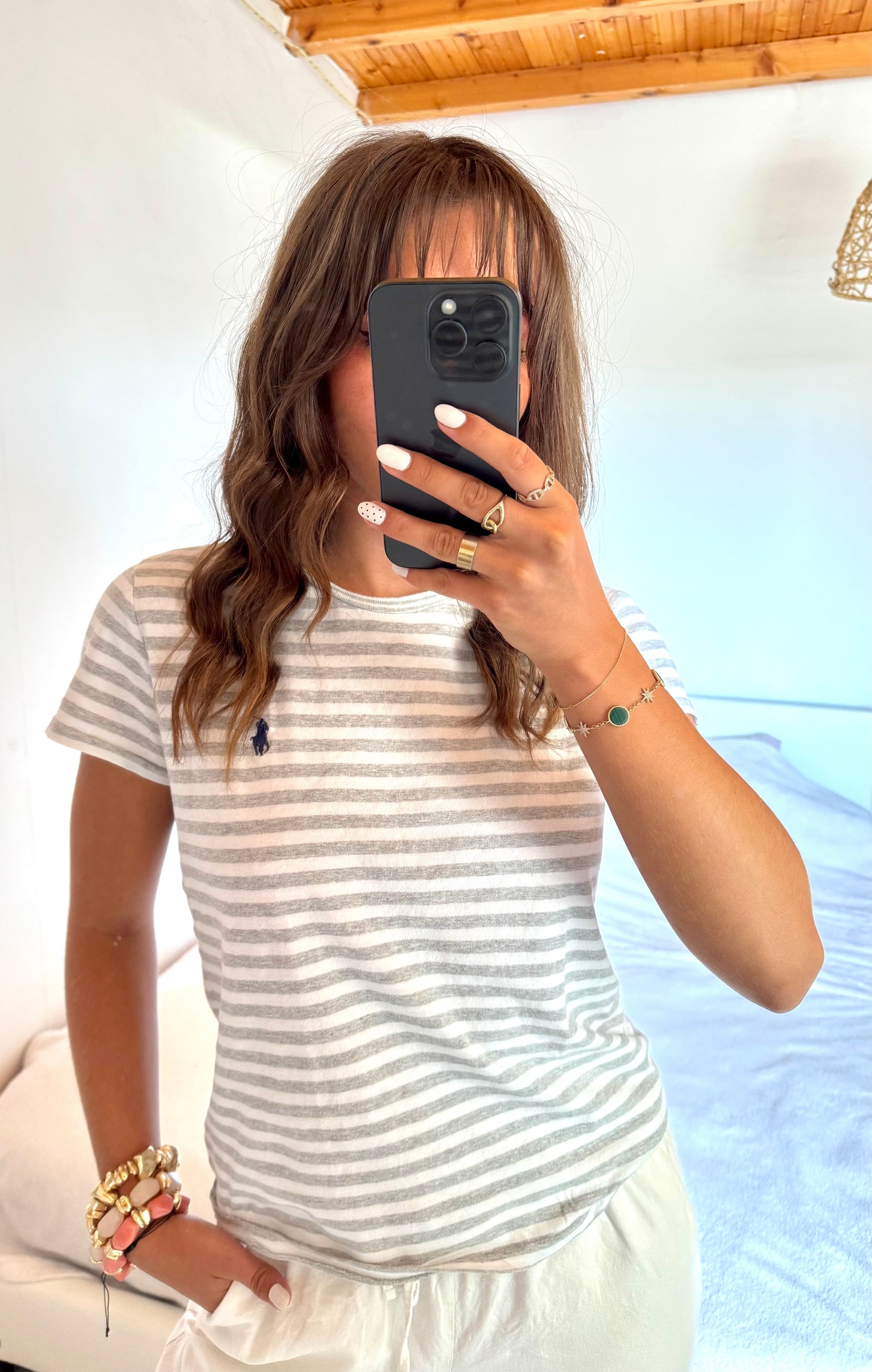 T-shirt marinière gris Ralph Lauren - S