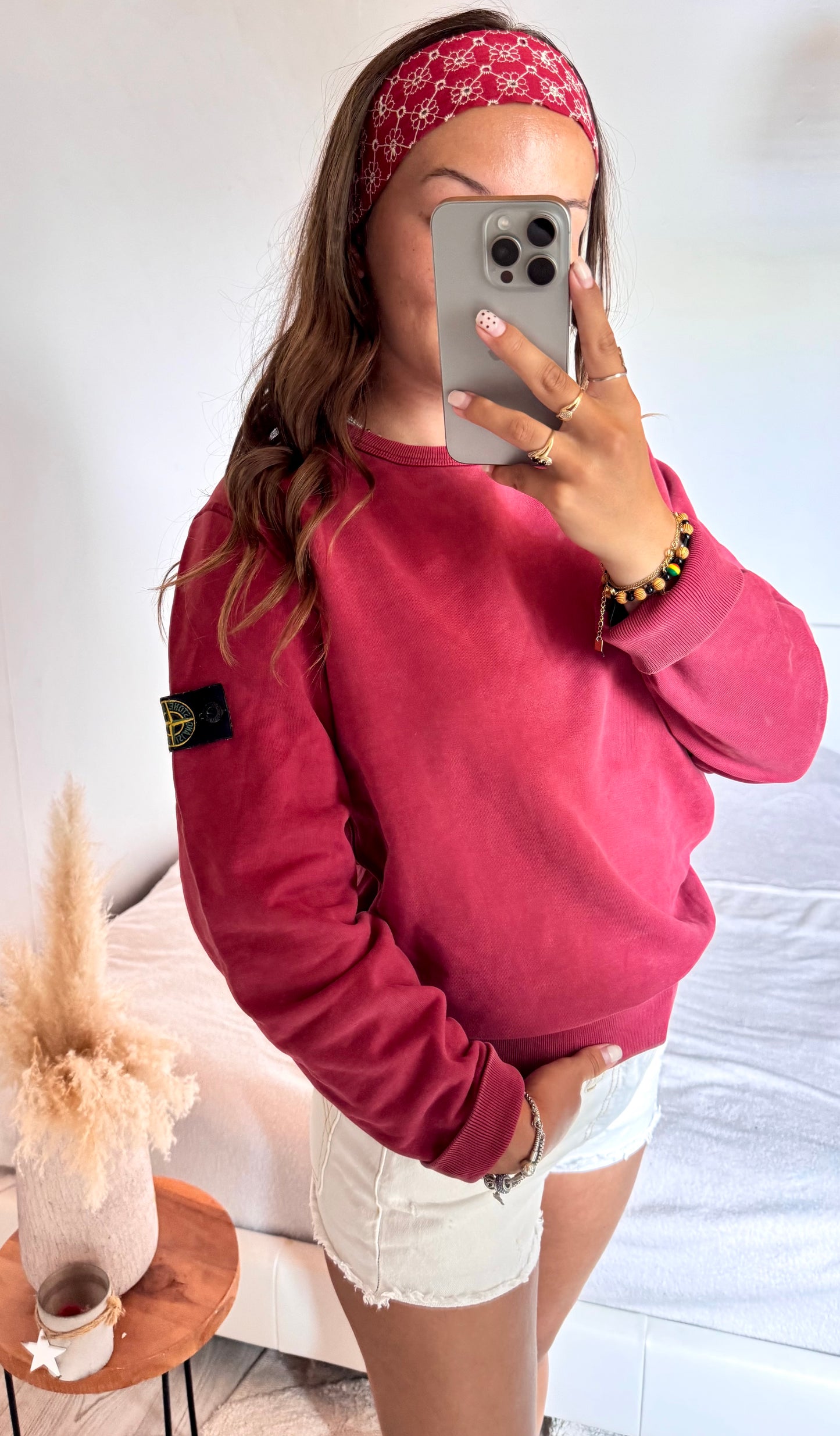 Pull bordeaux Stone Island - S
