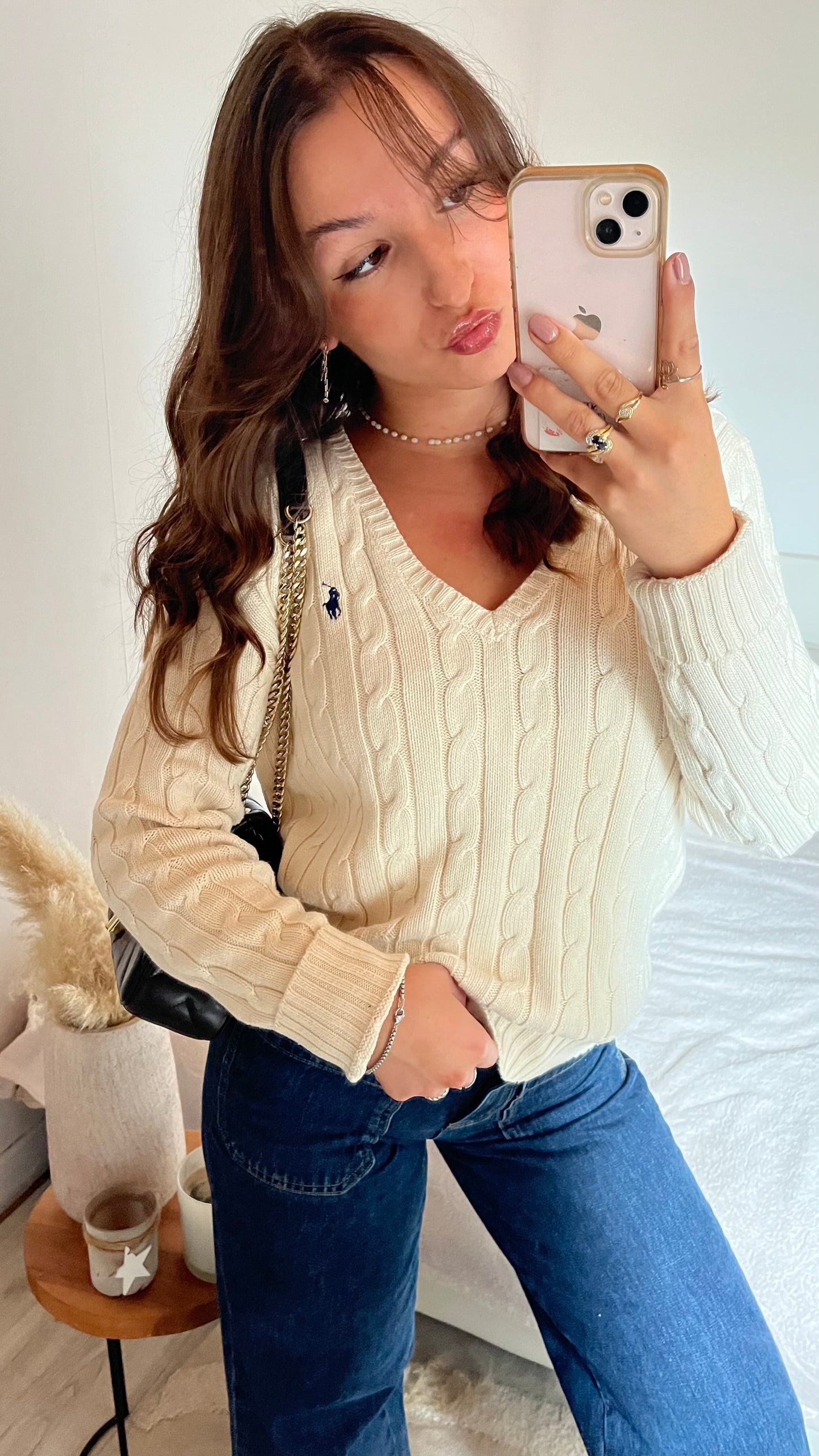 Pull torsadé crème Ralph Lauren - M