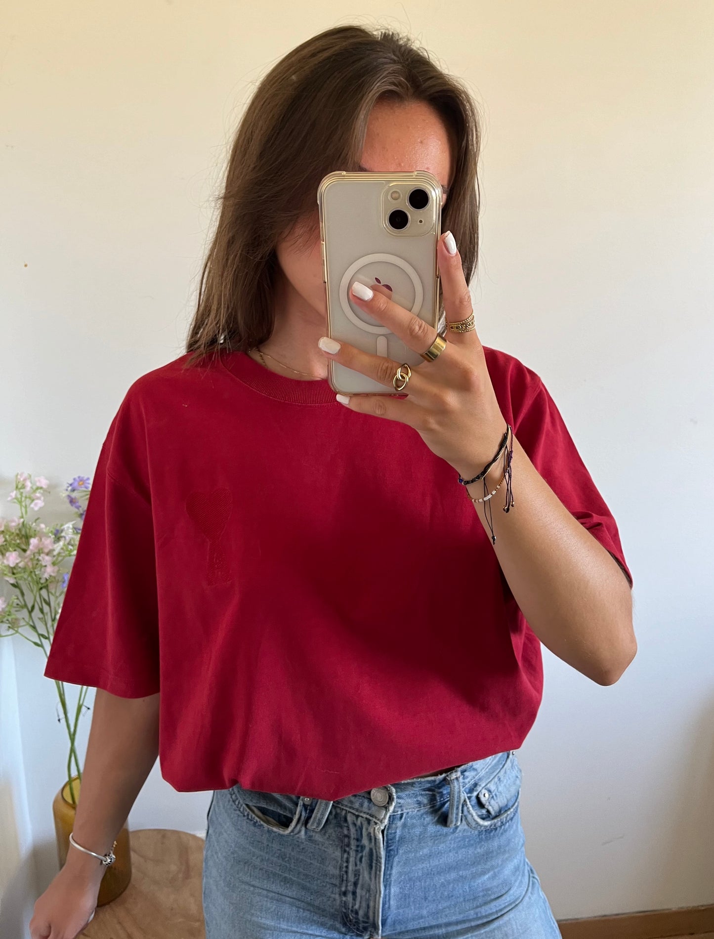 T-shirt rouge foncé Ami Paris - S homme / L femme