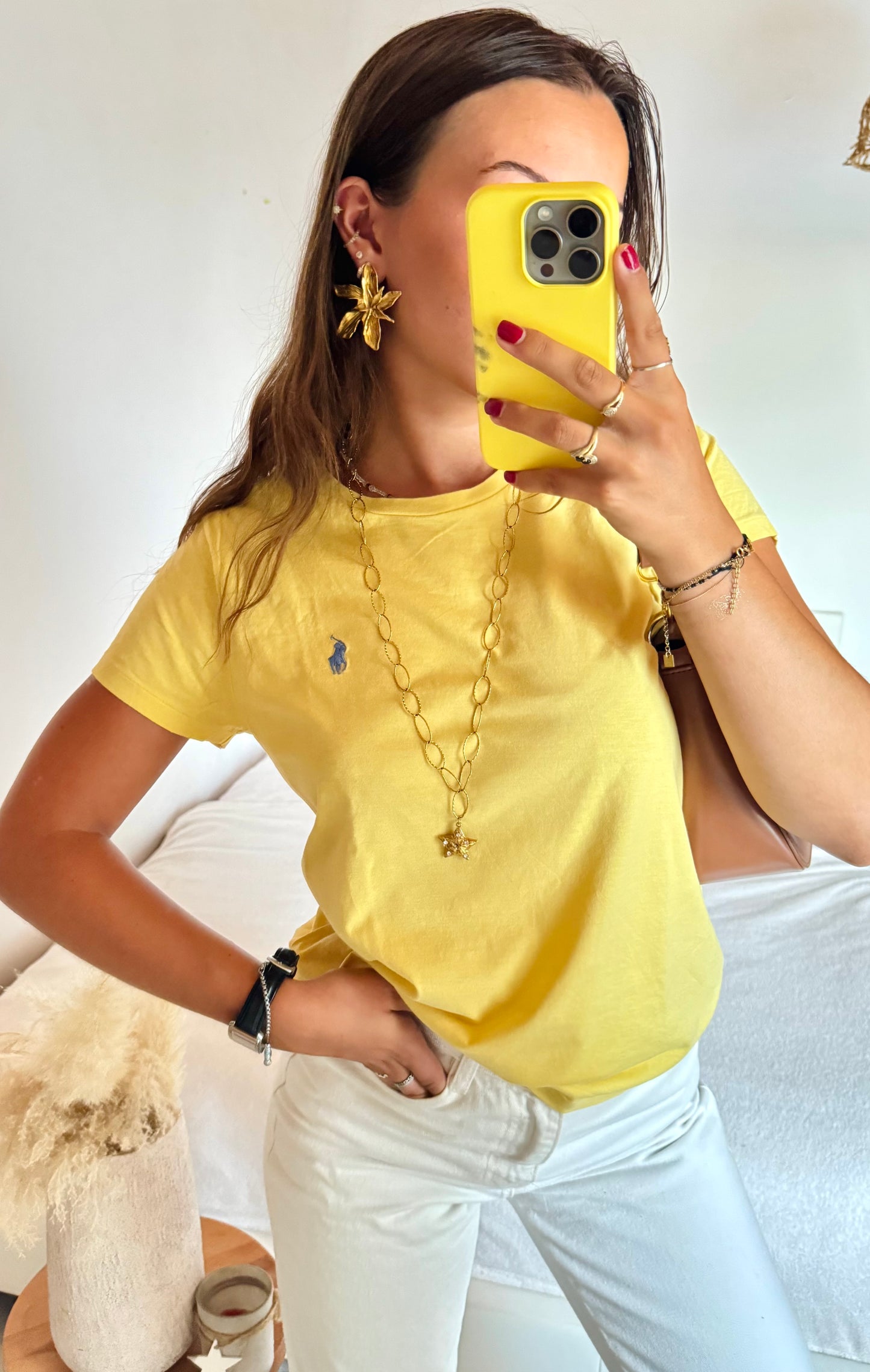 T-shirt col rond jaune Ralph Lauren - S