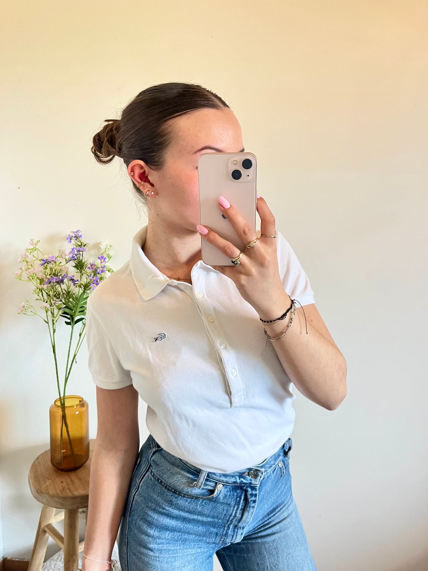 Polo blanc Lacoste - M