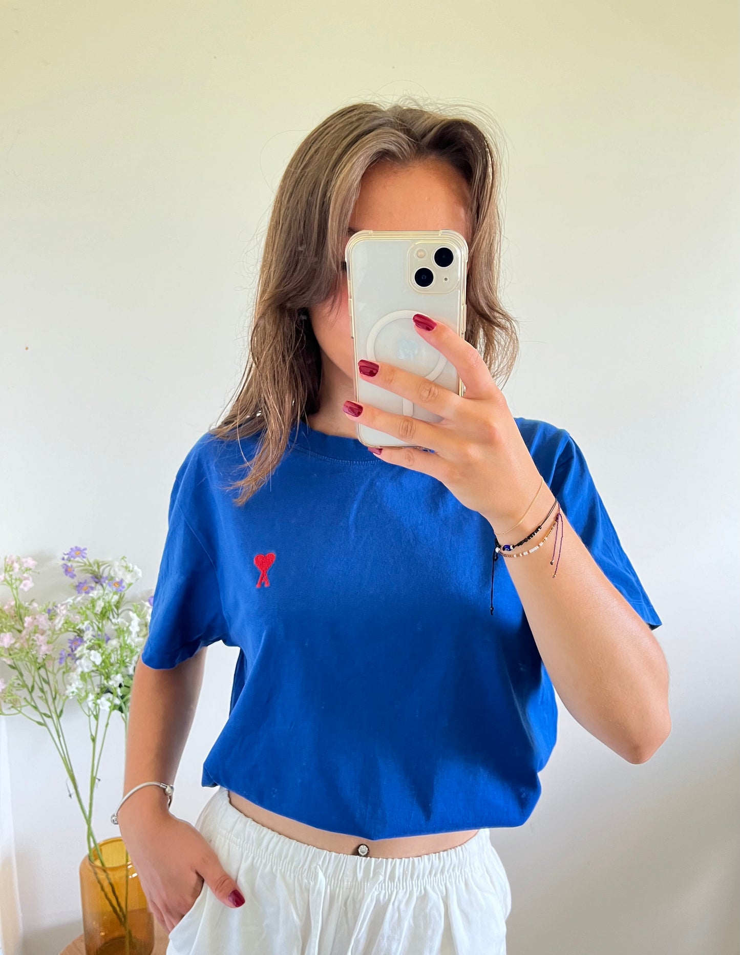 T-shirt bleu électrique Ami Paris - L