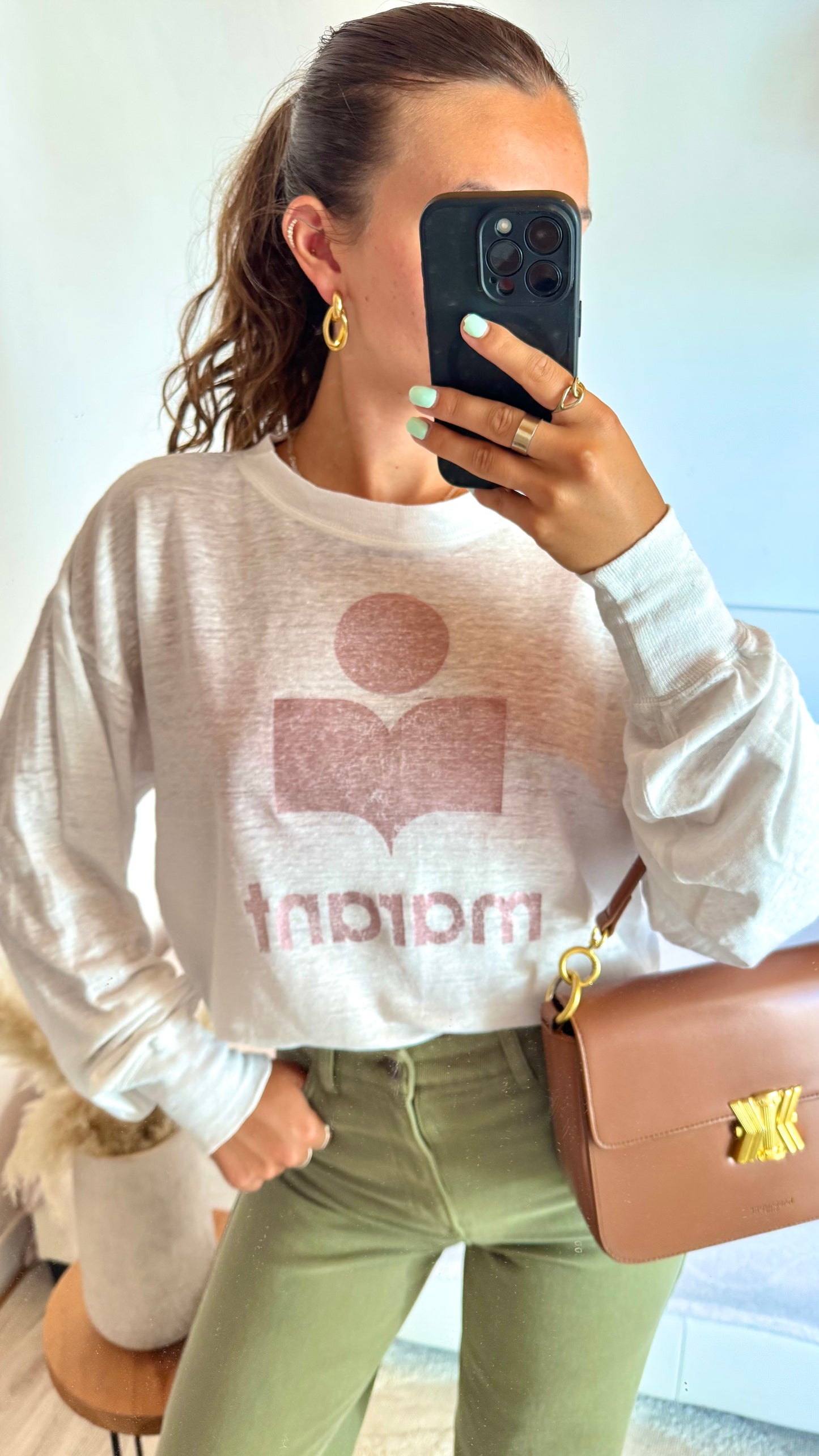Pull en lin blanc et rose irisé Isabel Marant - M