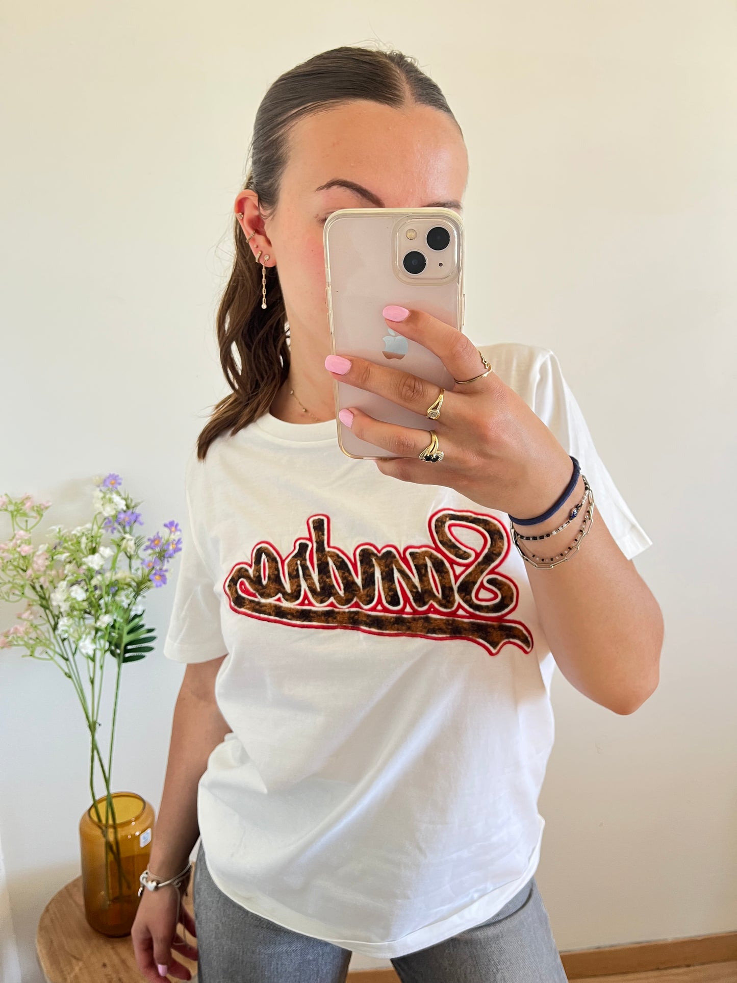 T-shirt blanc Sandro effet léopard - S