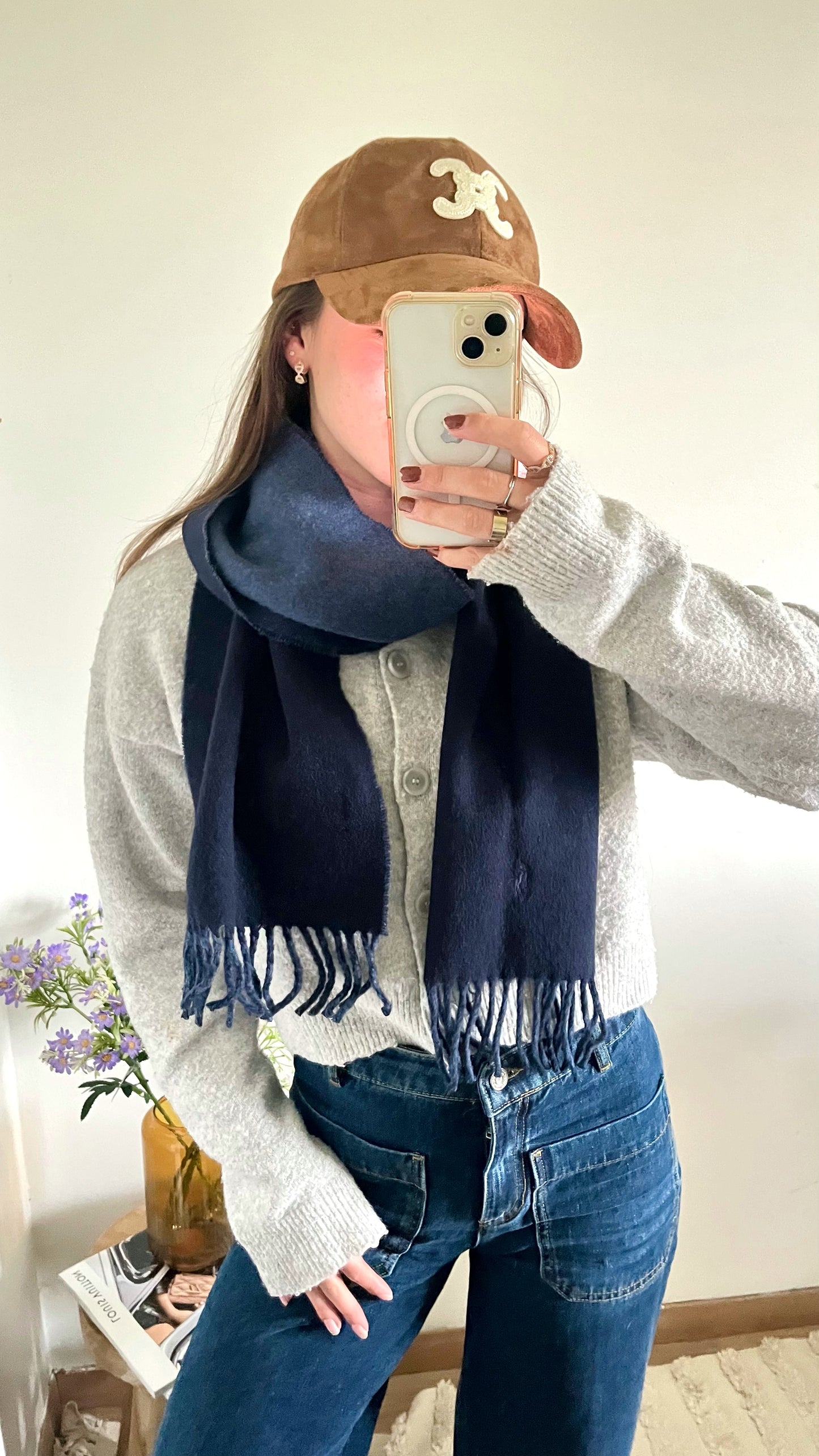 Écharpe en laine bleu marine Ralph Lauren