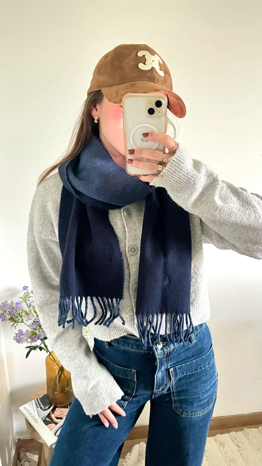 Écharpe en laine bleu marine Ralph Lauren