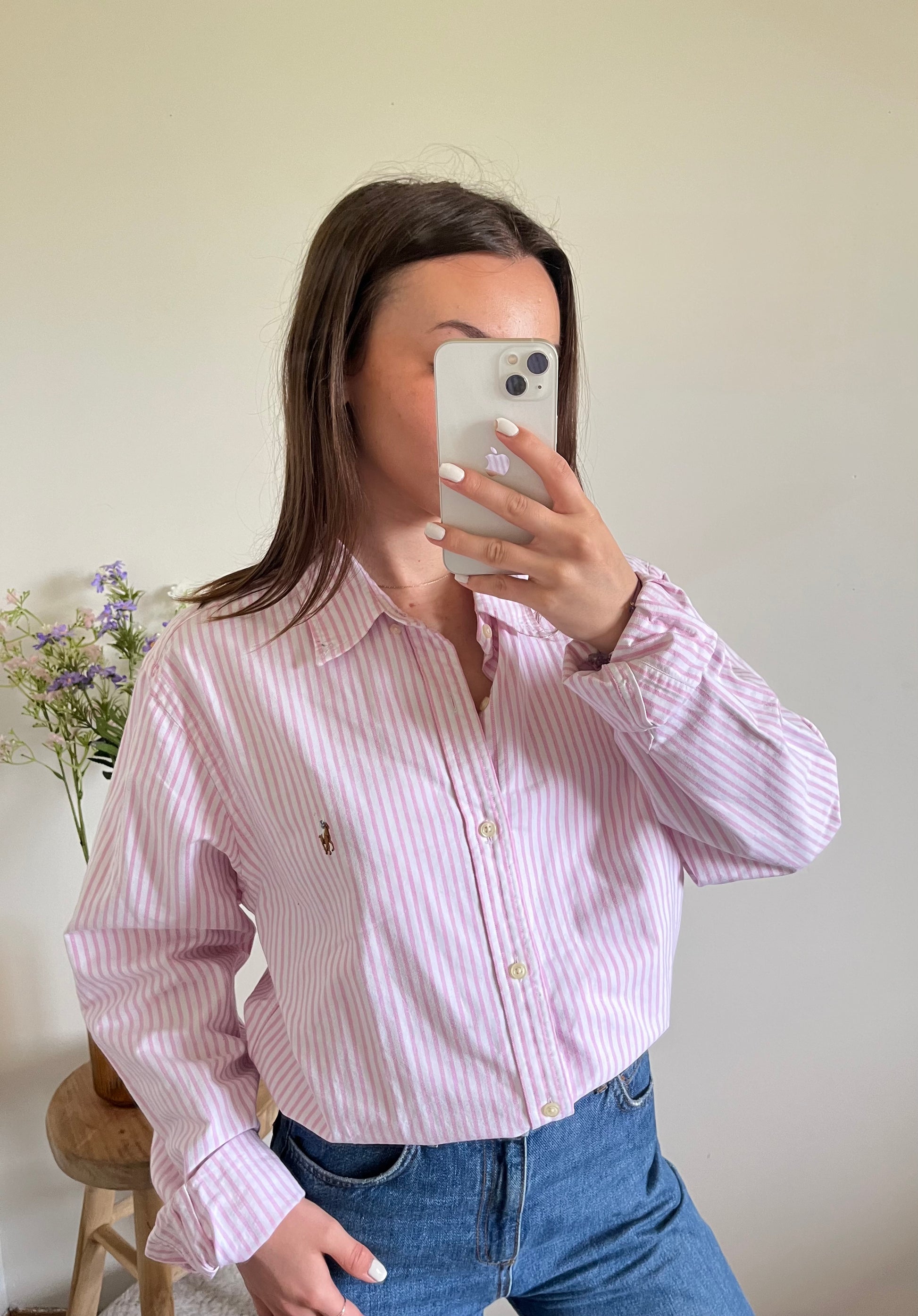 Chemise rayée rose Ralph Lauren - L homme / XL femme.
