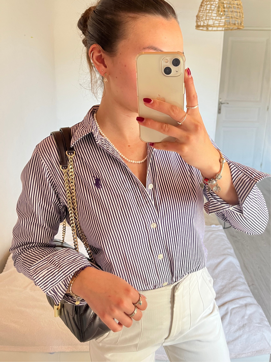 Chemise à rayures violettes Ralph Lauren - XS