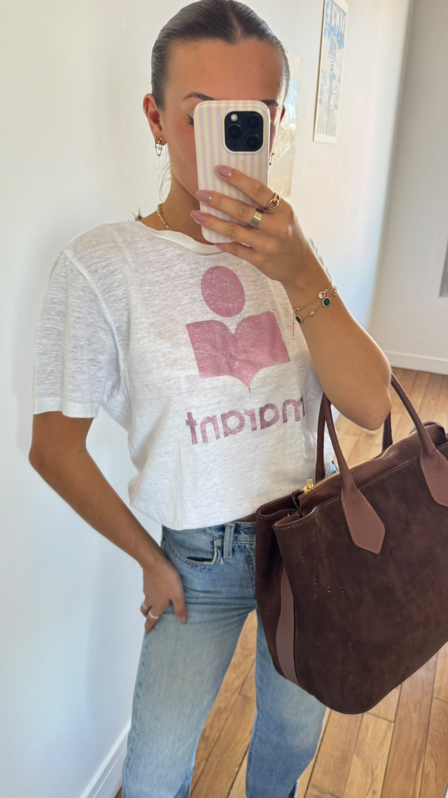 T-shirt en lin rose cuivré Isabel Marant - XS