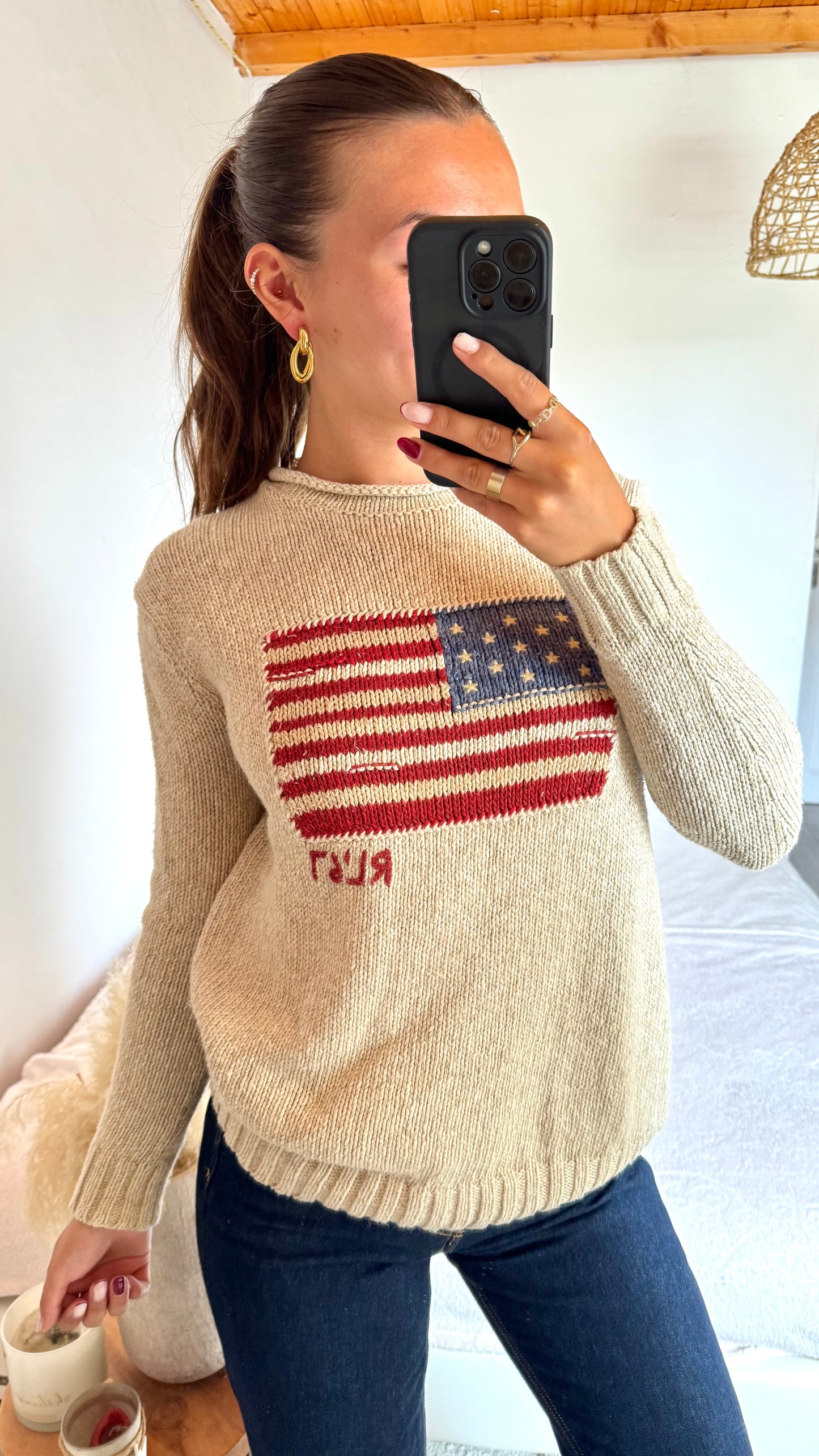 Pull American Flag lin et coton Ralph Lauren - S