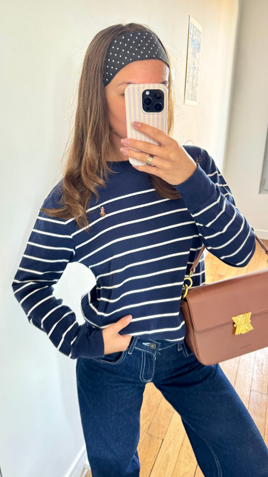 Pull col rond marinière Ralph Lauren - XS homme / M femme