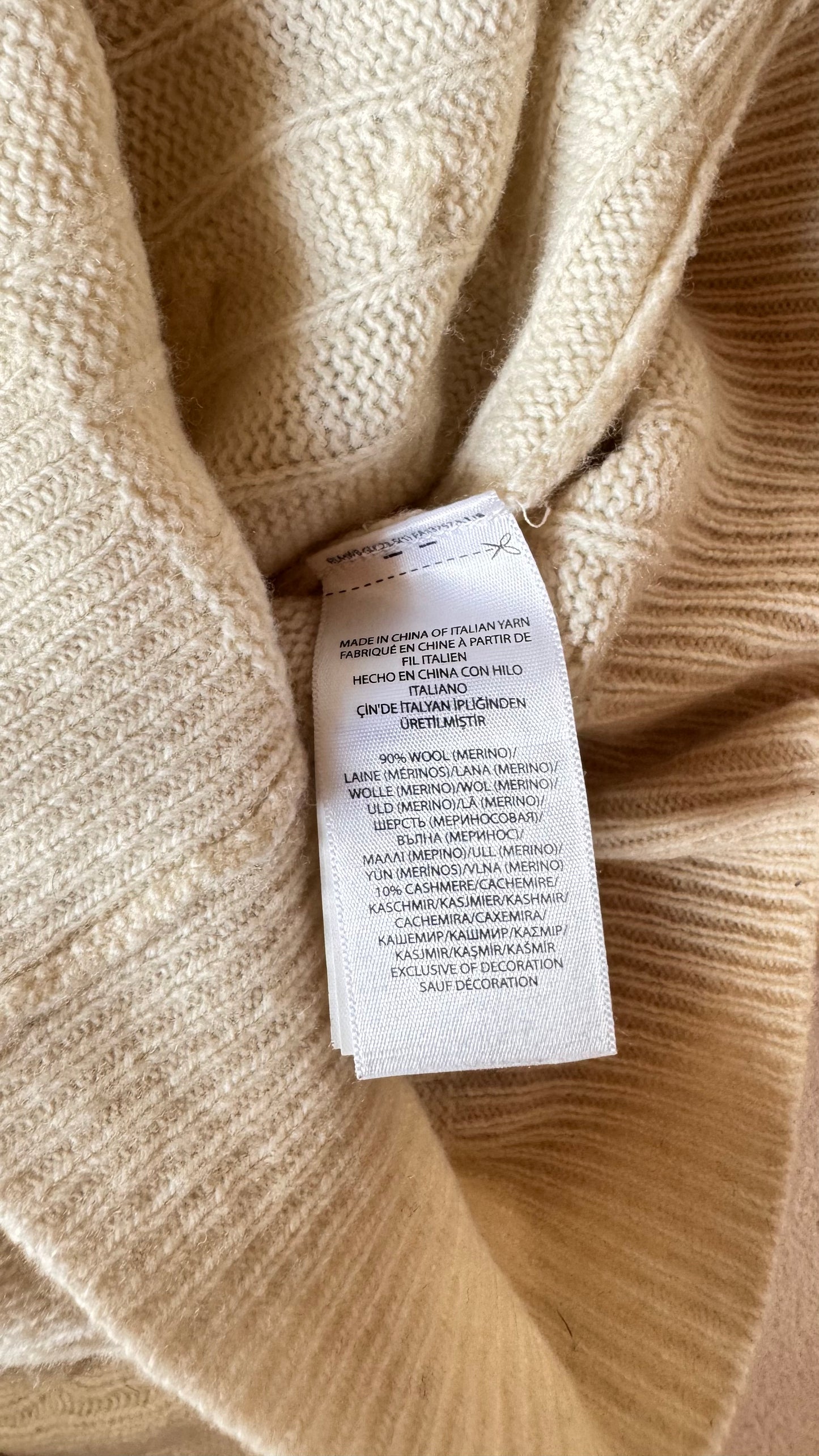 Torsadé blanc laine & cachemire Ralph Lauren - M